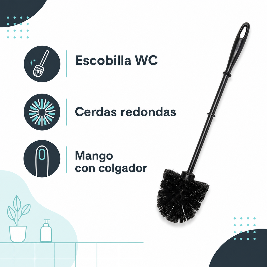 Escobilla WC negra de cerdas redondas