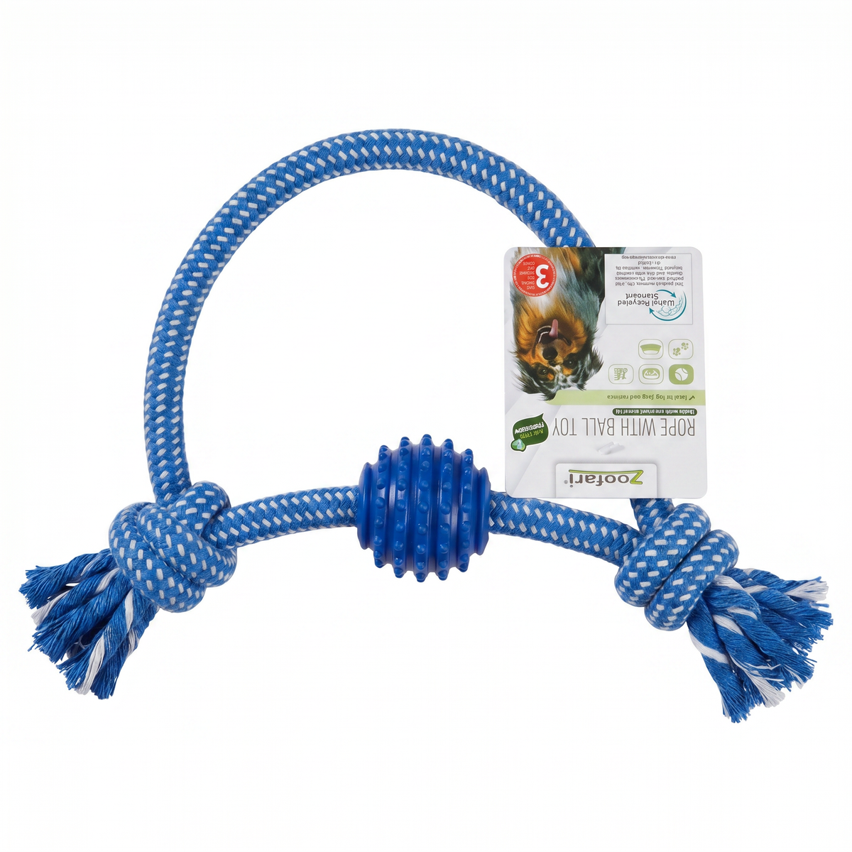 Juguete Cuerda con Pelota para Perro Zoofari — Rope with Ball Azul