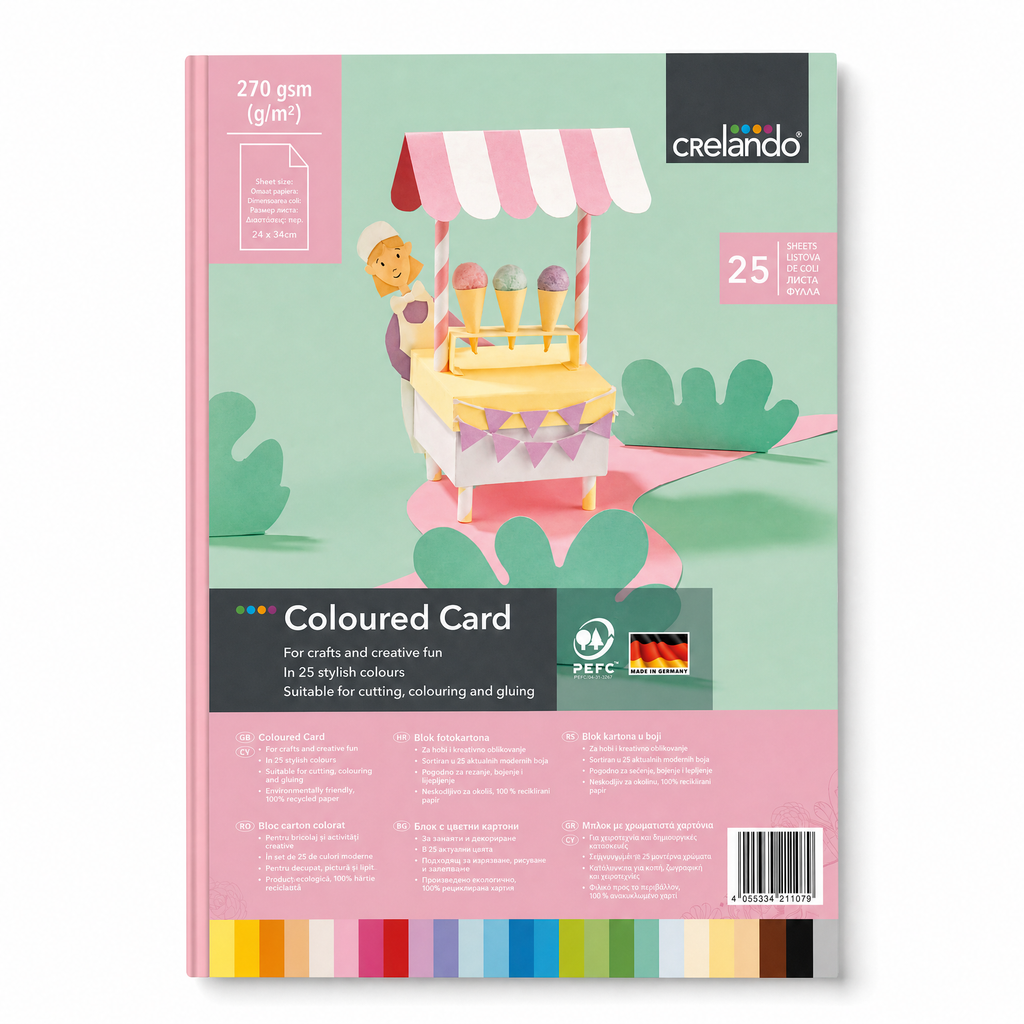 Crelando Pack 25 cartulinas de colores intensos 270 g/m² 24 x 34 cm