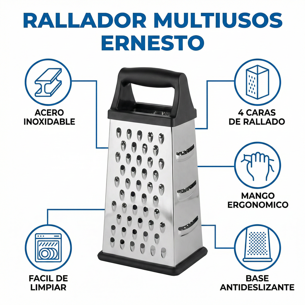 Rallador Multiusos Ernesto 4 Caras Acero Inoxidable