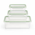 Ernesto Set de 3 recipientes herméticos libre de BPA, tapa verde, aptos para lavavajillas