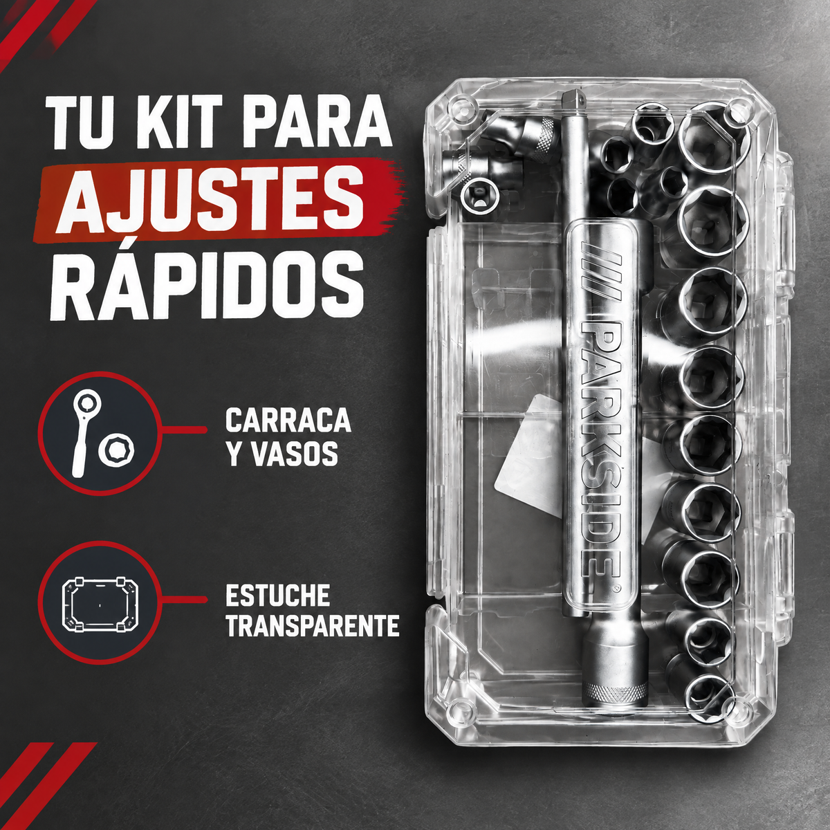 Juego de Carraca y Vasos PARKSIDE en Estuche Transparente
