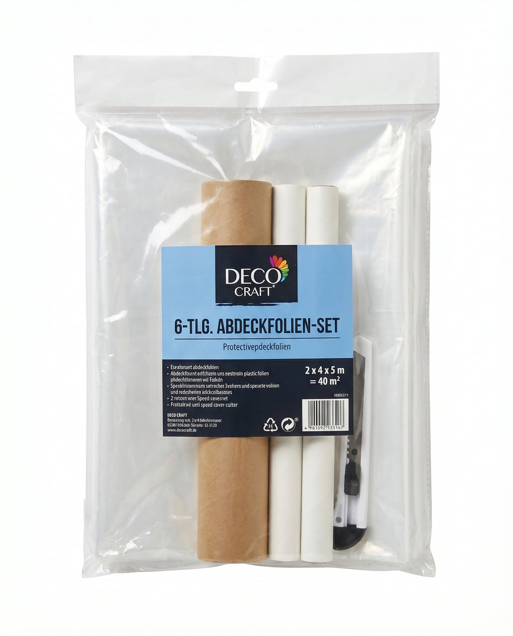 Set Plásticos Protección Pintura Deco Craft 6 Piezas 40m²
