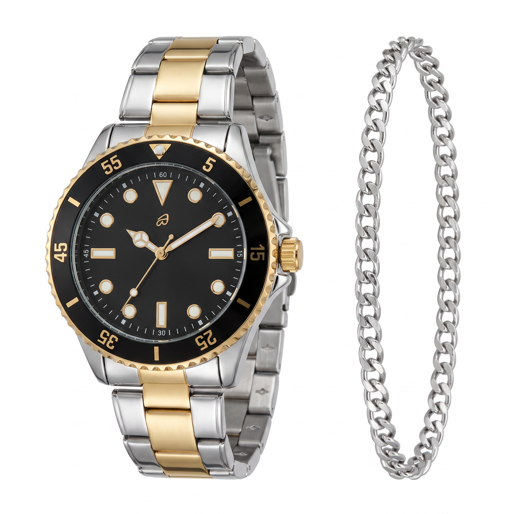 Auriol Set Reloj y Pulsera Bicolor