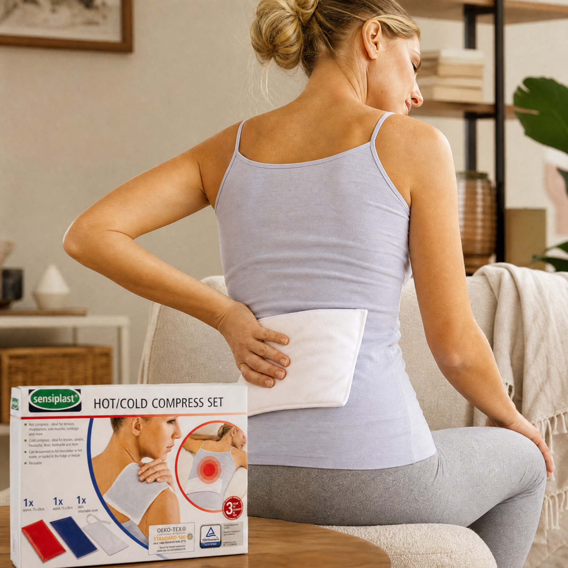 Set de 2 compresas para terapia de frío y calor con funda acoplable