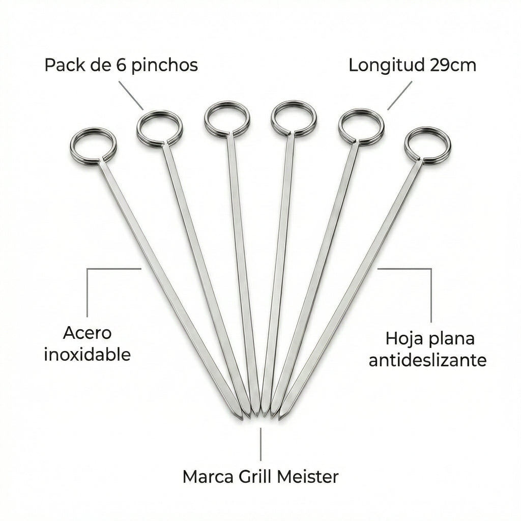 Pinchos Barbacoa Grill Meister 6 uds Acero Inox