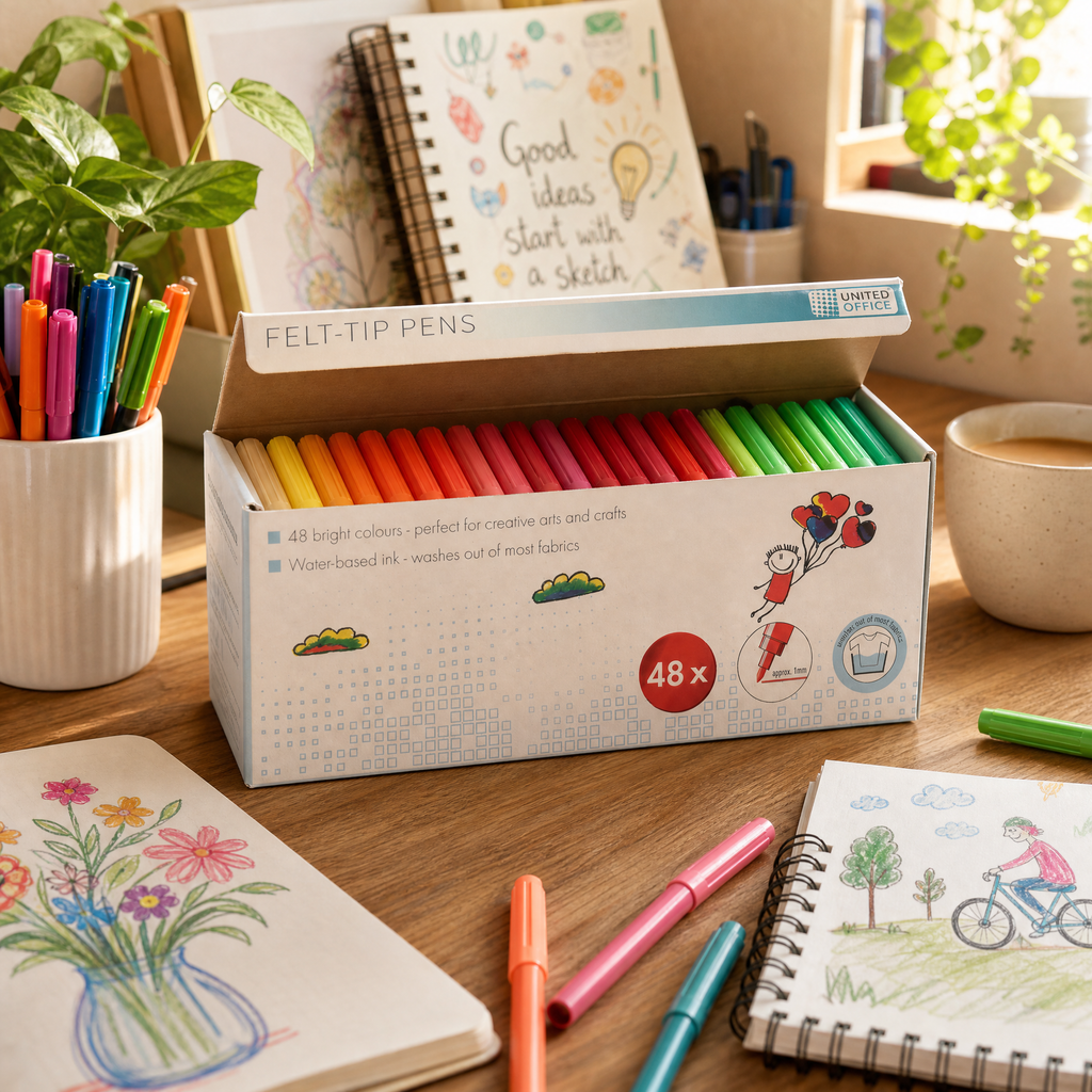 United Office Rotuladores Punta Fieltro 48 Colores