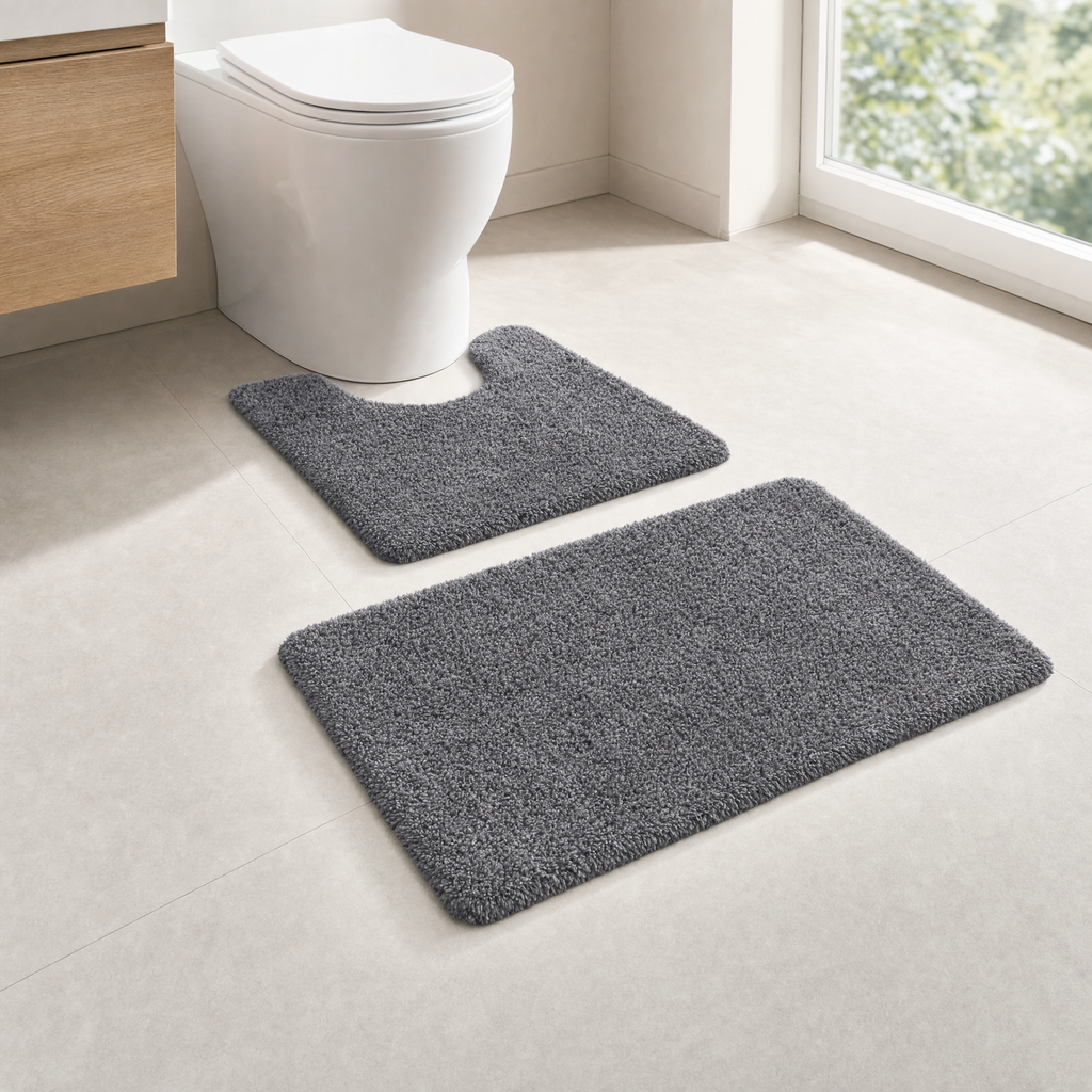 Set de 2 Alfombrillas de Baño Livarno Home Antideslizantes Gris