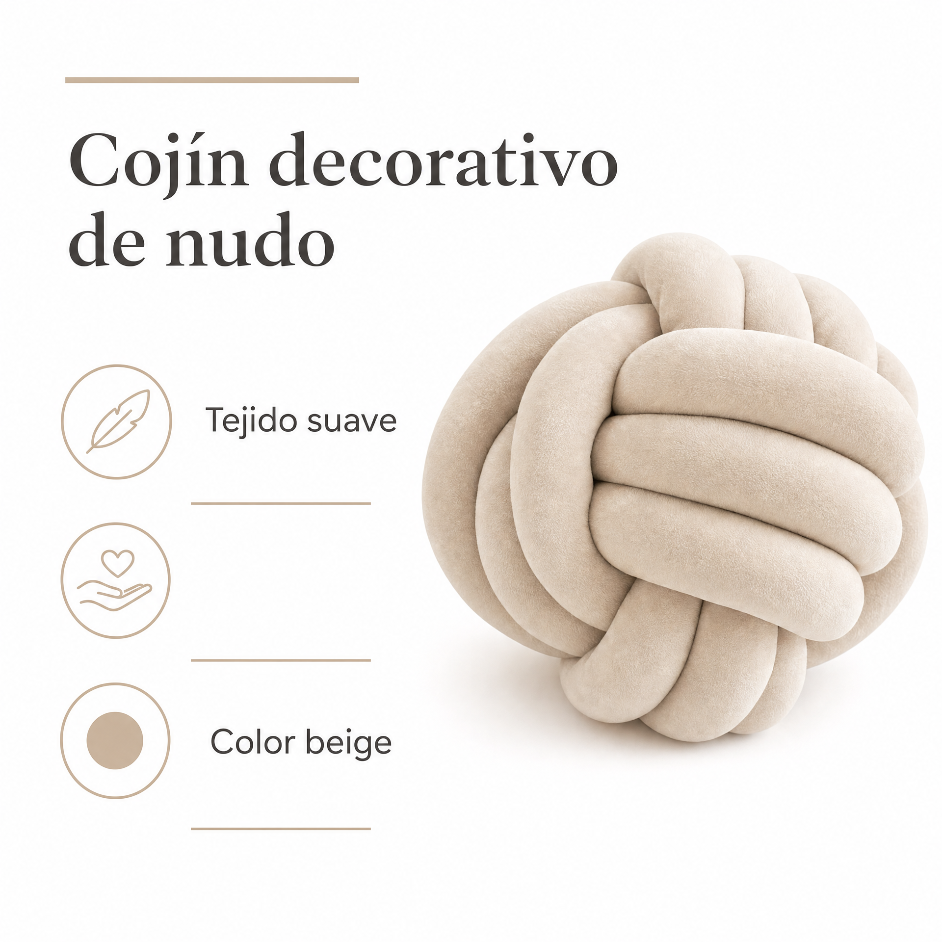 Cojín Decorativo de Nudo Beige