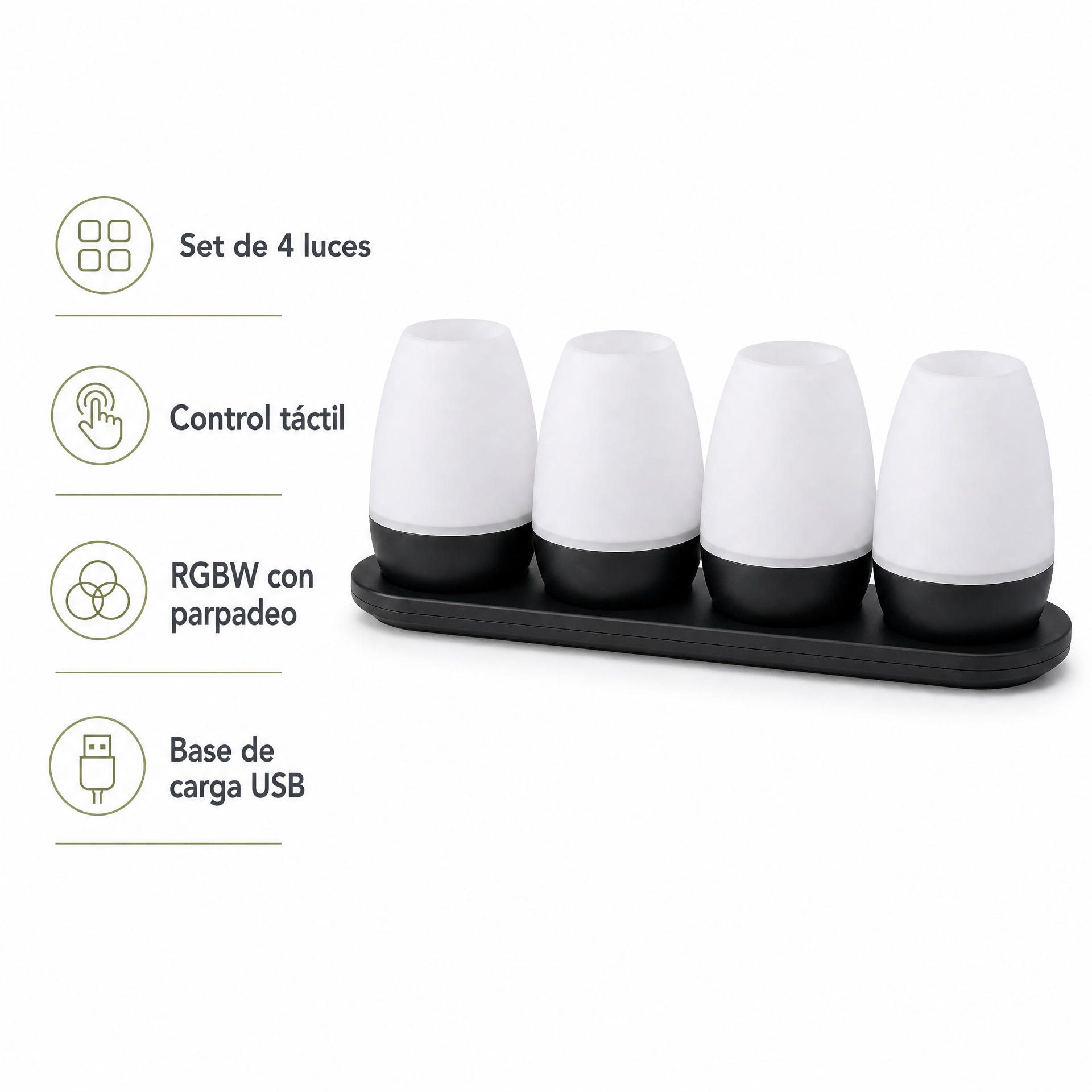 CASALUX Luces LED Lounge RGBW Recargables, Set de 4