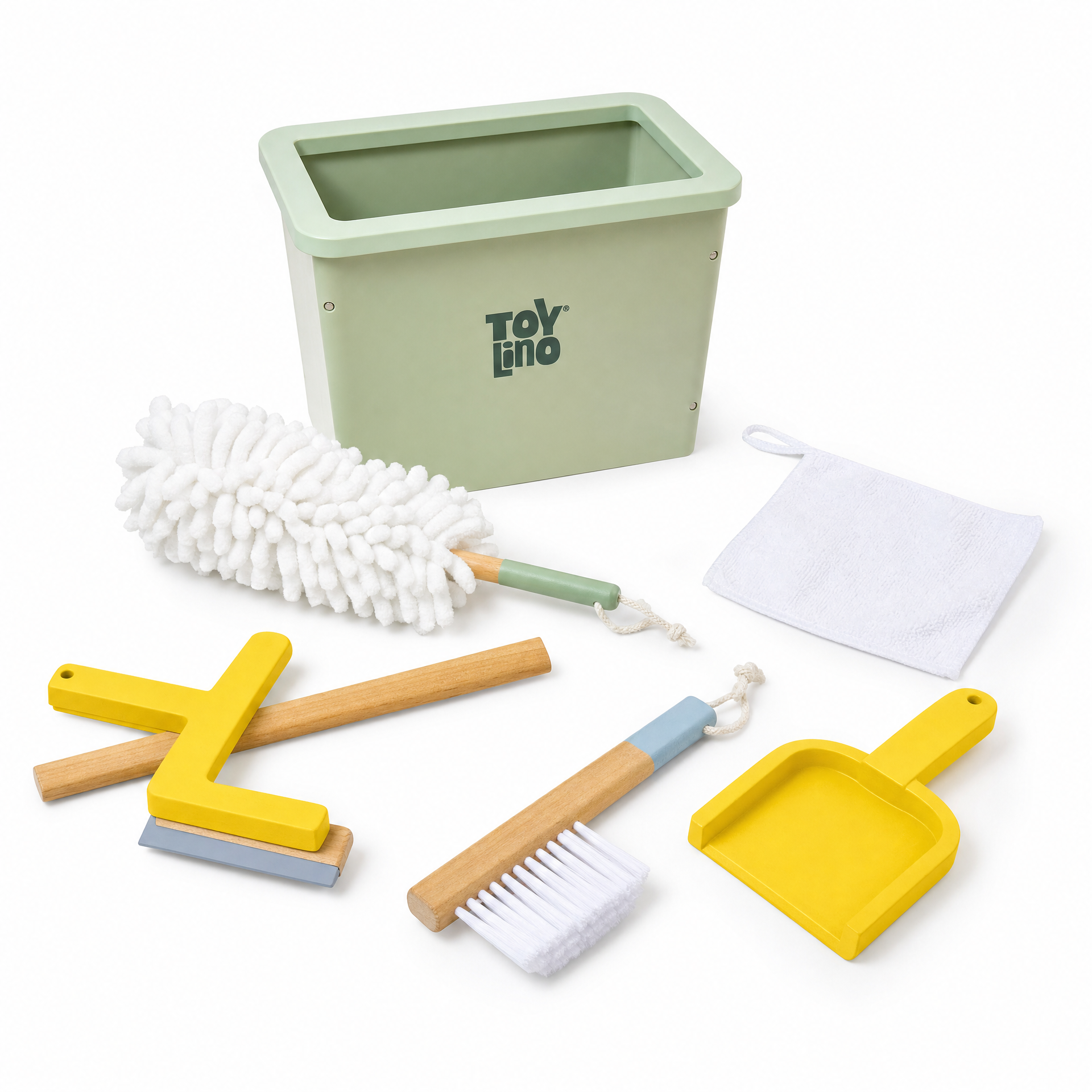 ToyLino set de limpieza infantil — 6 piezas con cubo y accesorios