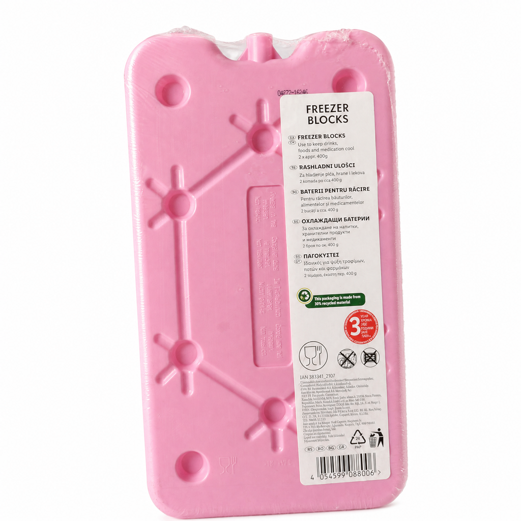 Bloque acumulador de frío rosa reutilizable compacto para neveras portátiles