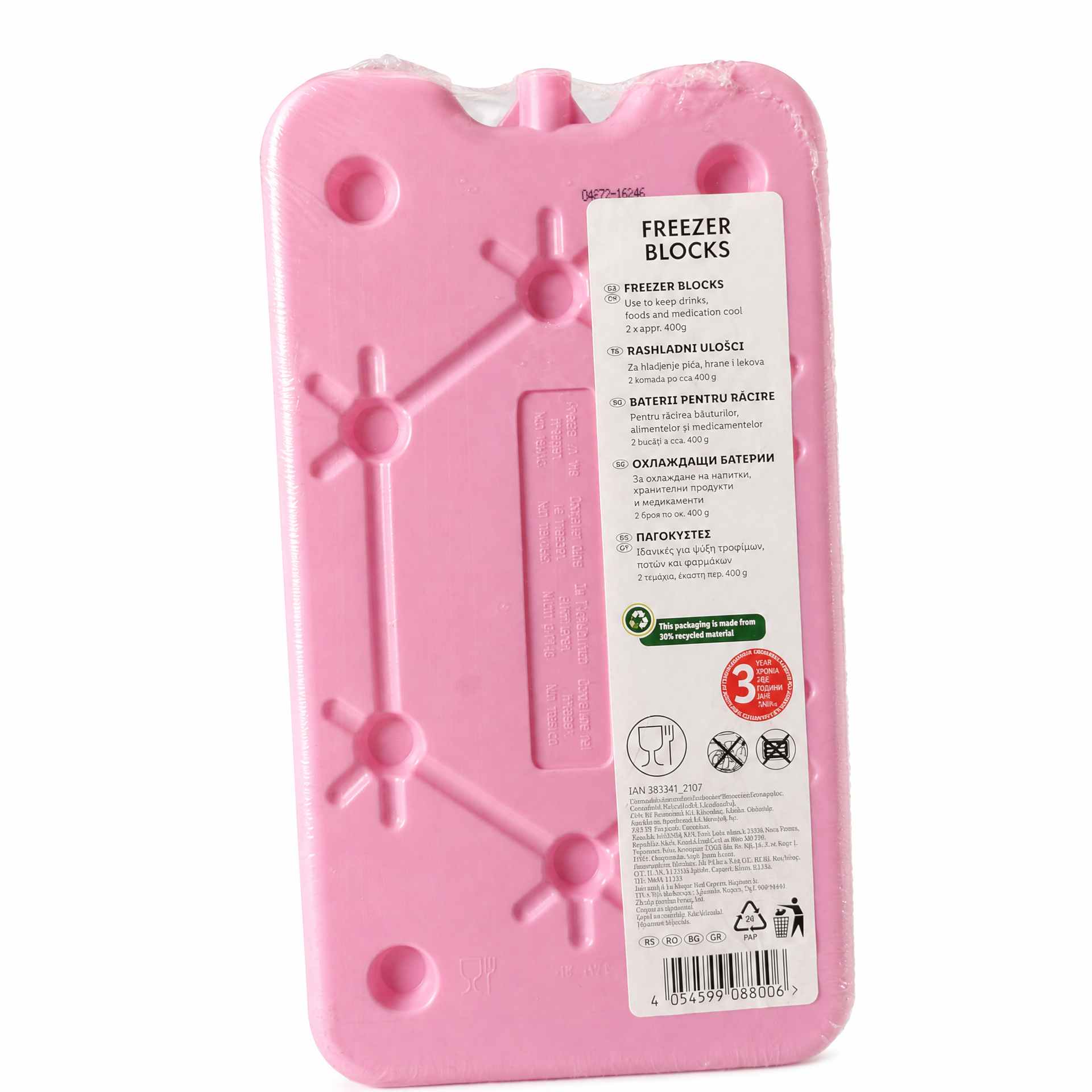 Bloque acumulador de frío rosa reutilizable compacto para neveras portátiles