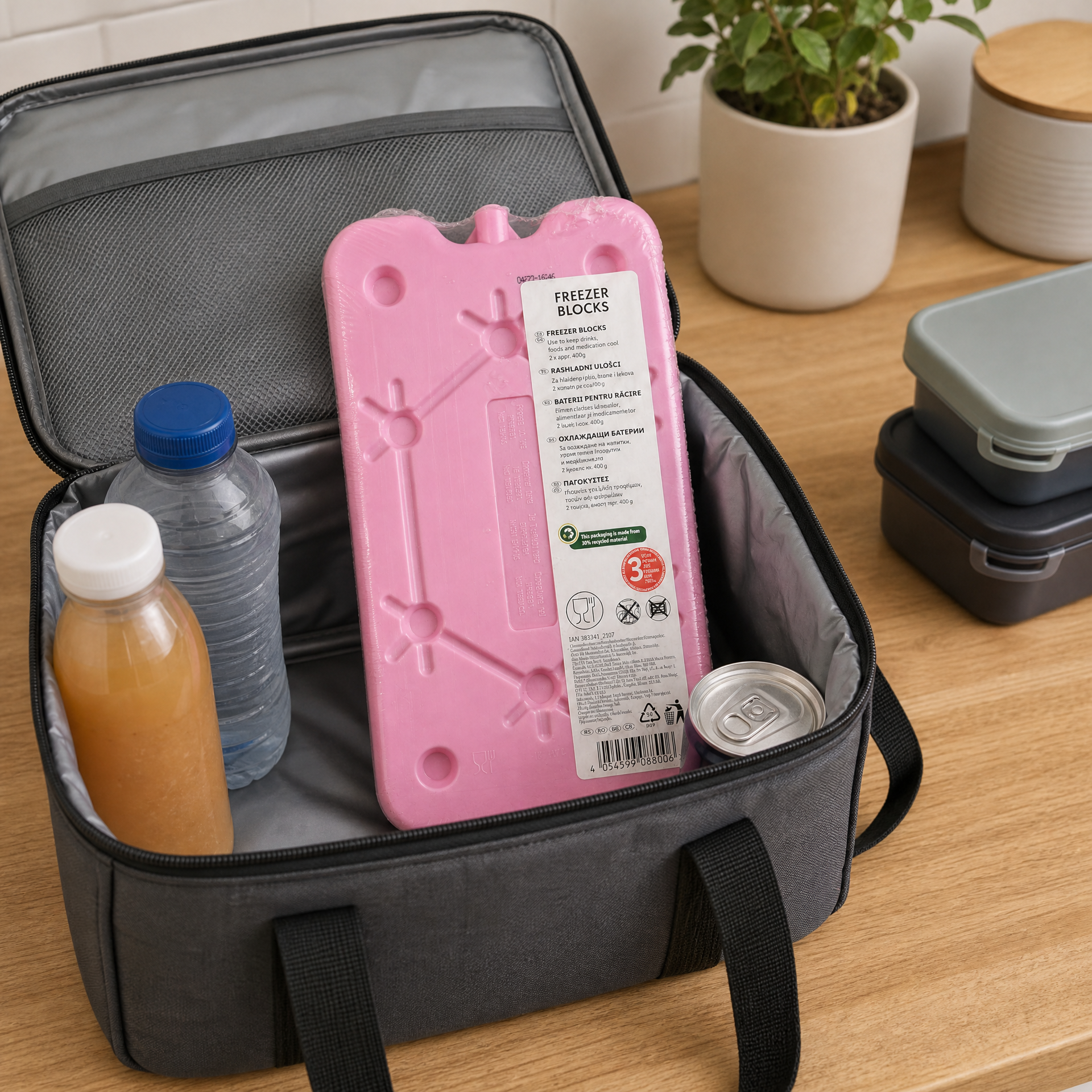 Bloque acumulador de frío rosa reutilizable compacto para neveras portátiles