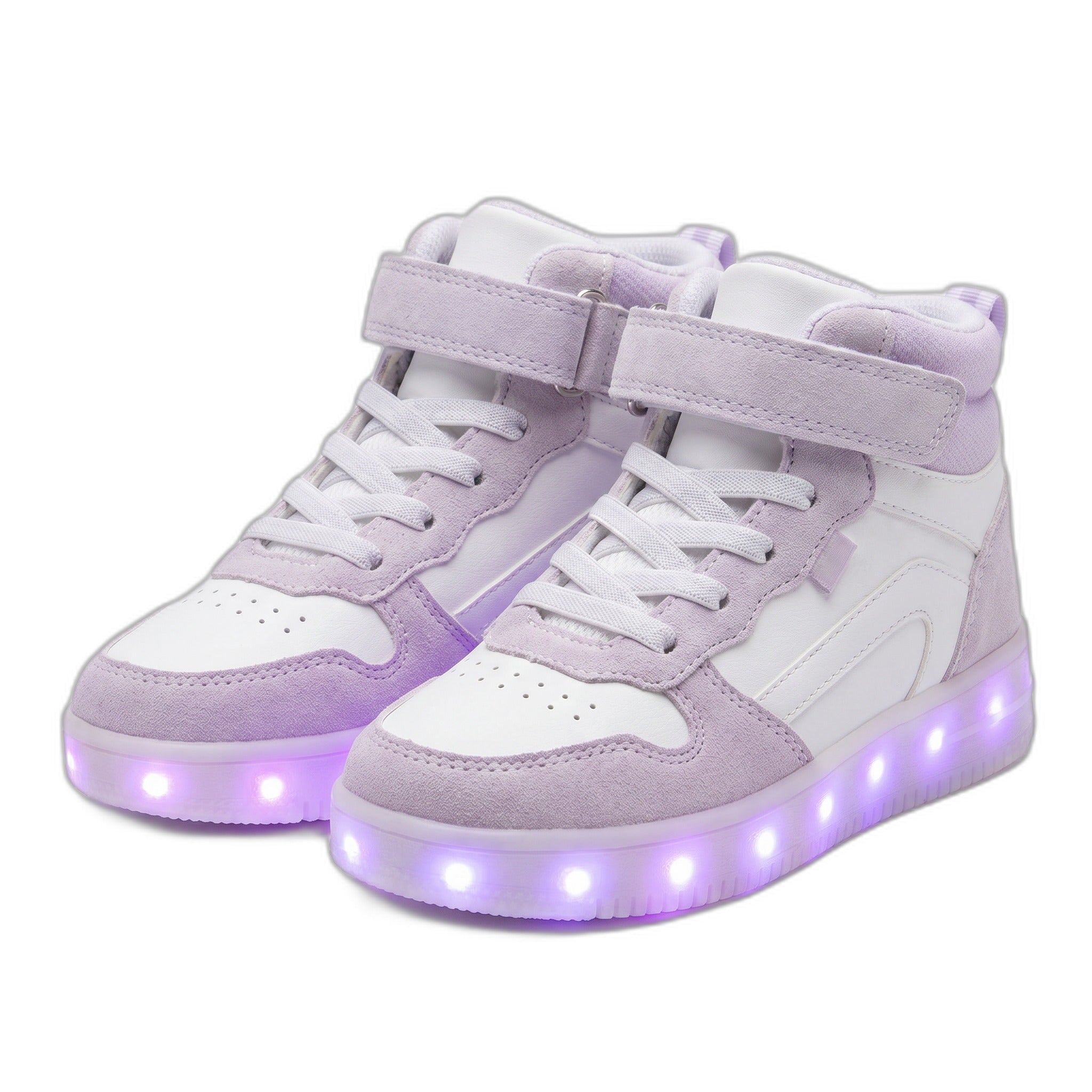 Zapatillas LED Highcut I&D Blancas/Lila — Luces en la Suela