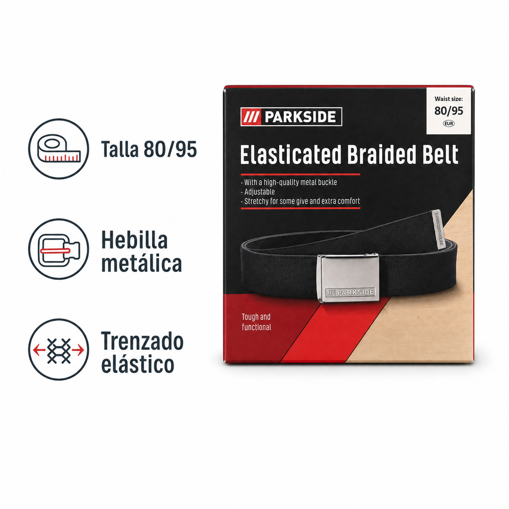 Parkside Cinturón Trenzado Elástico Negro Talla 80/95
