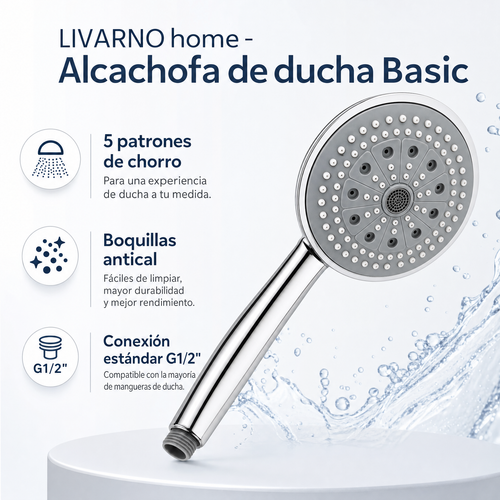 Alcachofa de ducha 5 patrones con boquillas antical