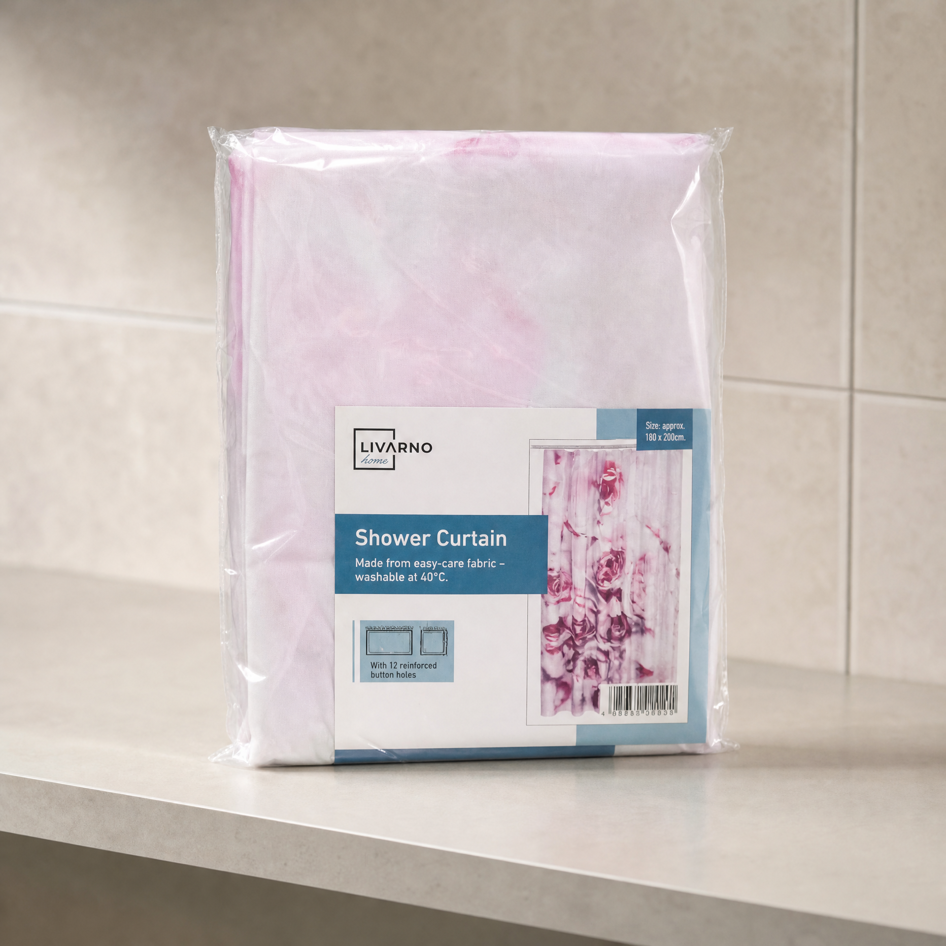 Livarno Home - Cortina de ducha con estampado de rosas