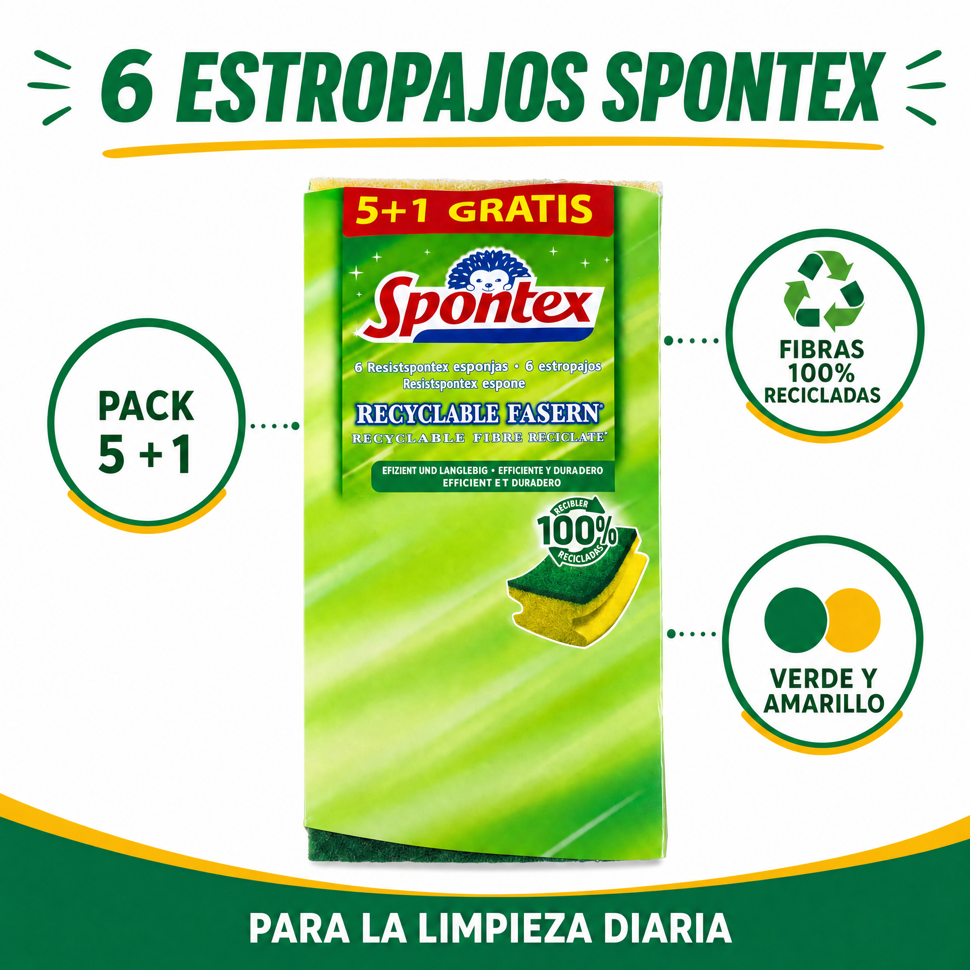 Spontex Estropajos Muy Verdes 6 Unidades (5+1)