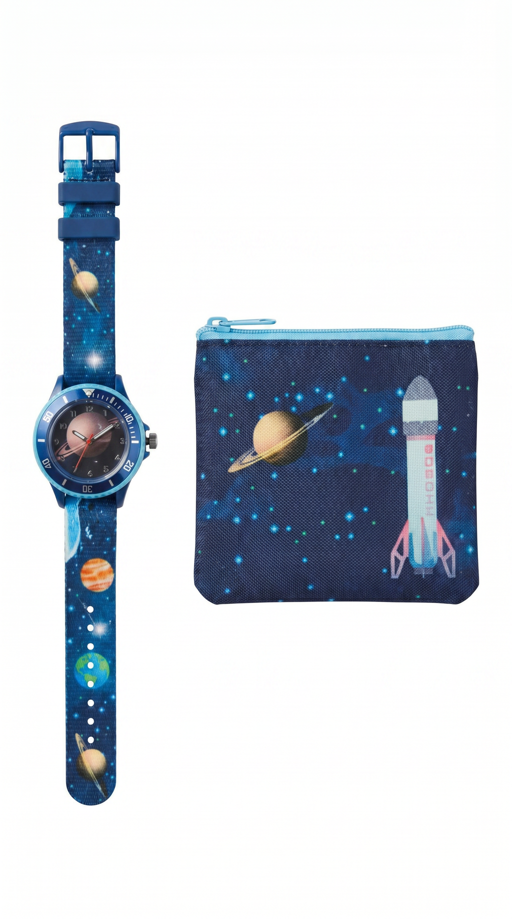 Set Reloj y Monedero Lupilu Niño Espacial — Cohete y Planetas Azul