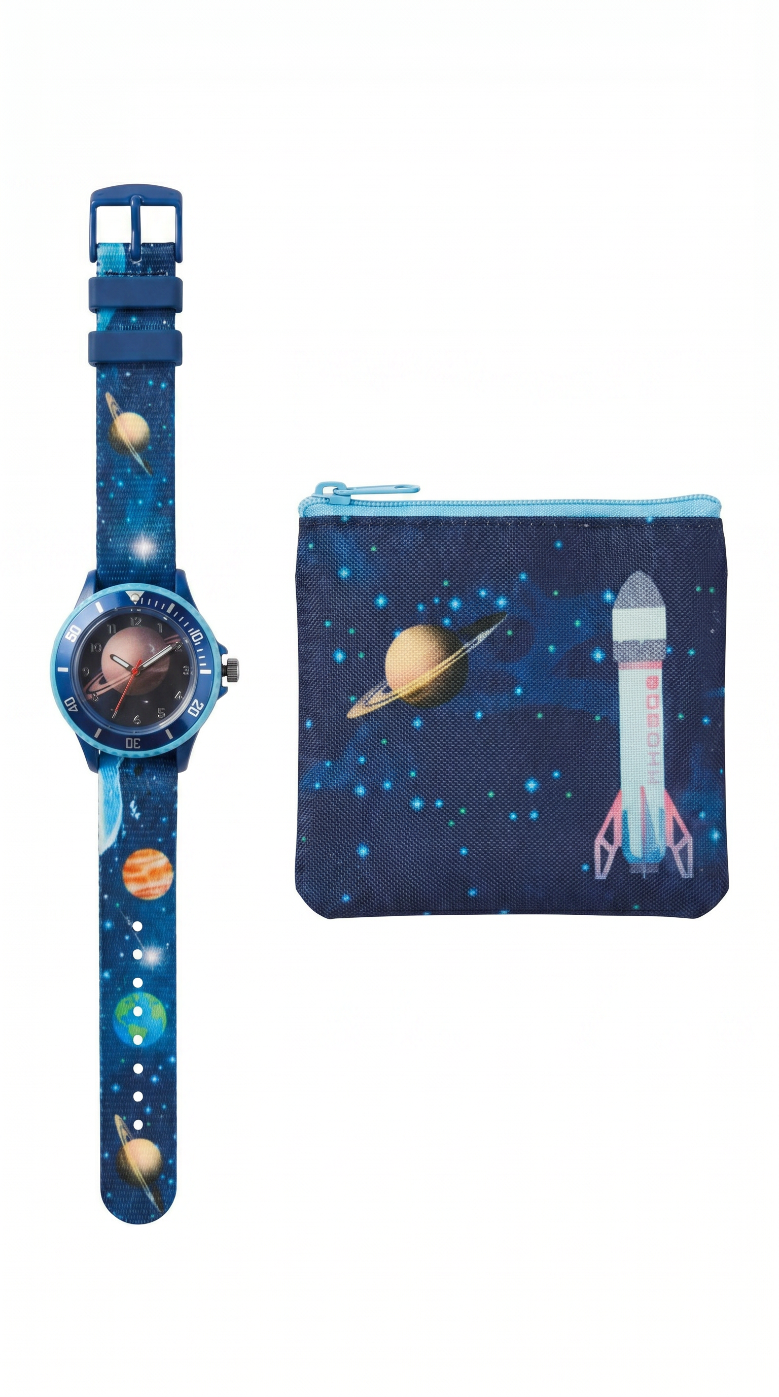 Set Reloj y Monedero Lupilu Niño Espacial — Cohete y Planetas Azul