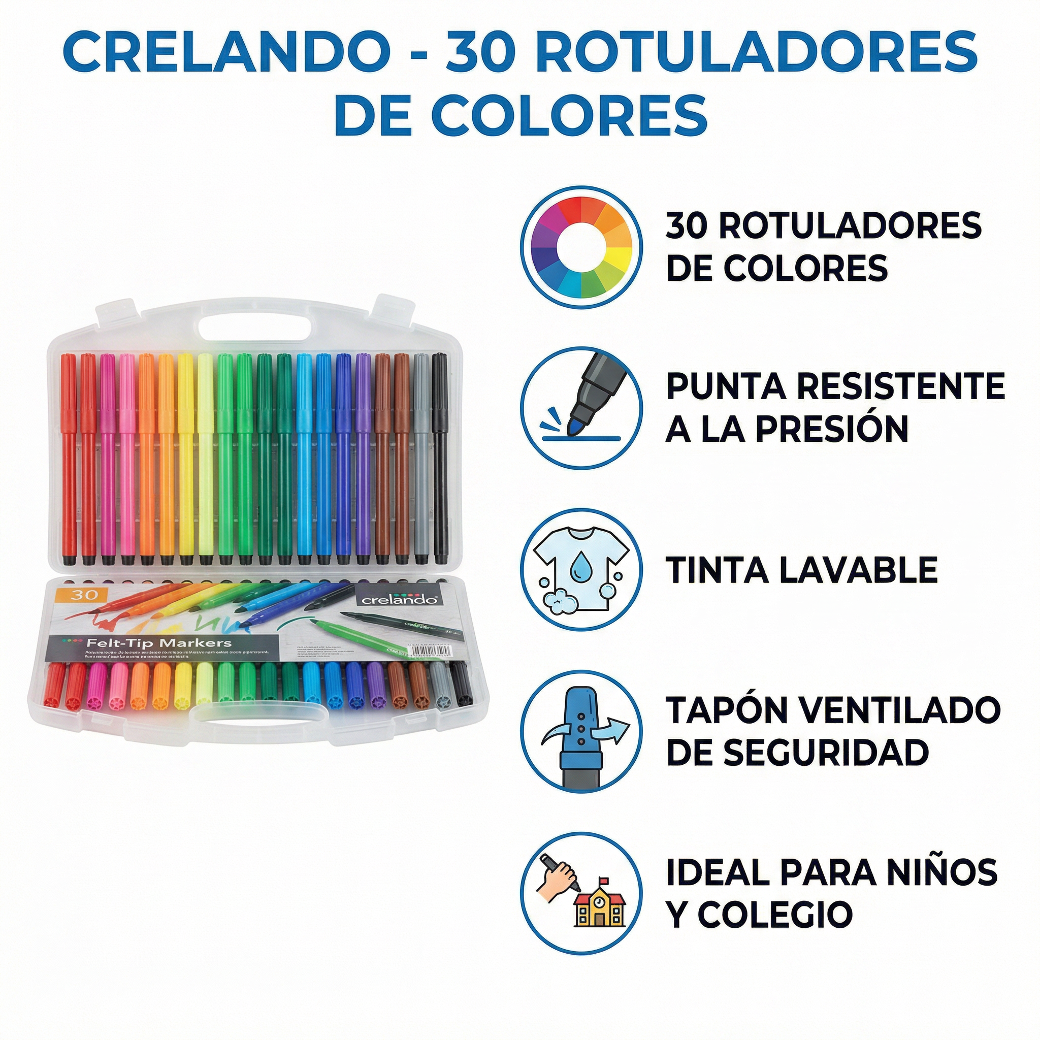 Rotuladores de Colores Crelando 30 uds