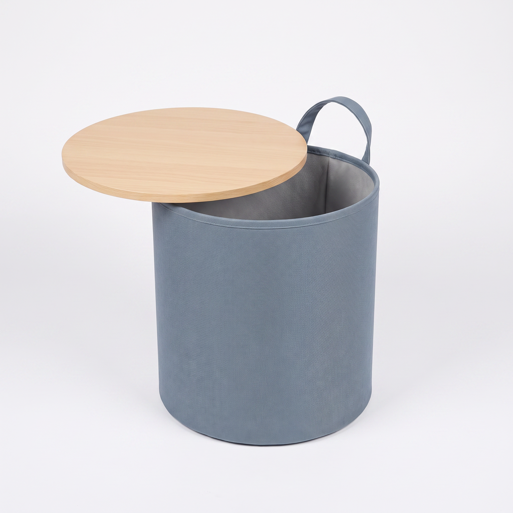 Livarno Home Mesa Auxiliar Redonda con Cesta de Almacenaje Gris