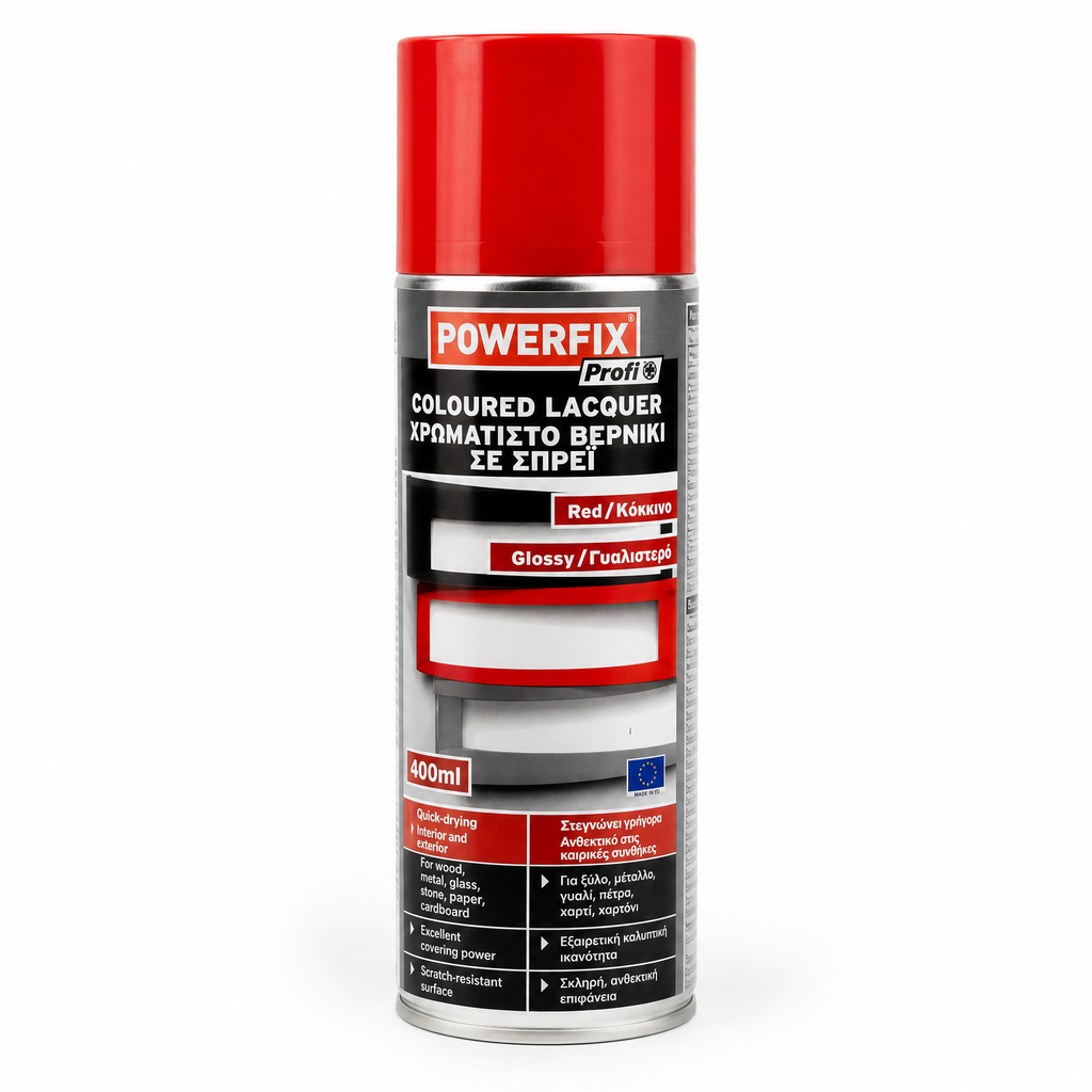 Laca en Spray Roja POWERFIX Profi 400ml Acabado Brillante
