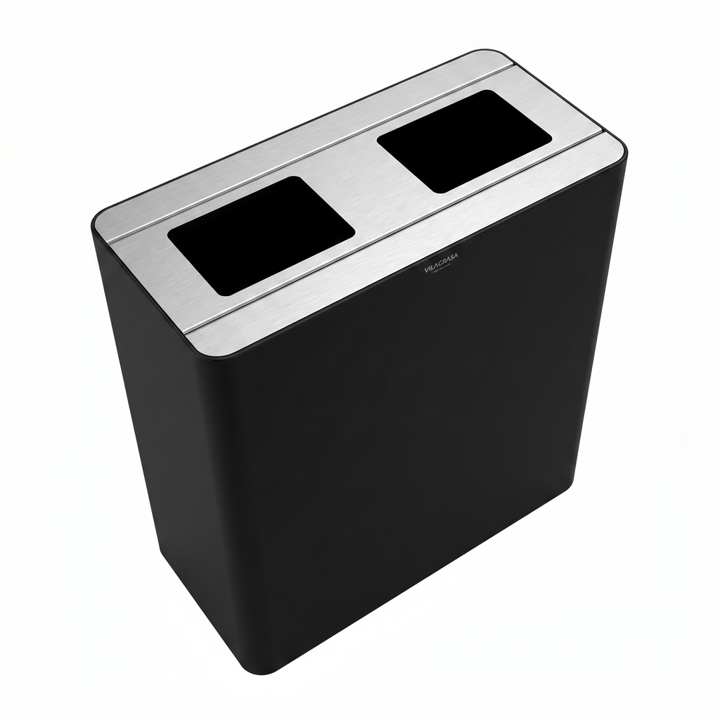 Papelera Reciclaje Vilagrasa Aurea-02 — 2 Residuos Negro Mate
