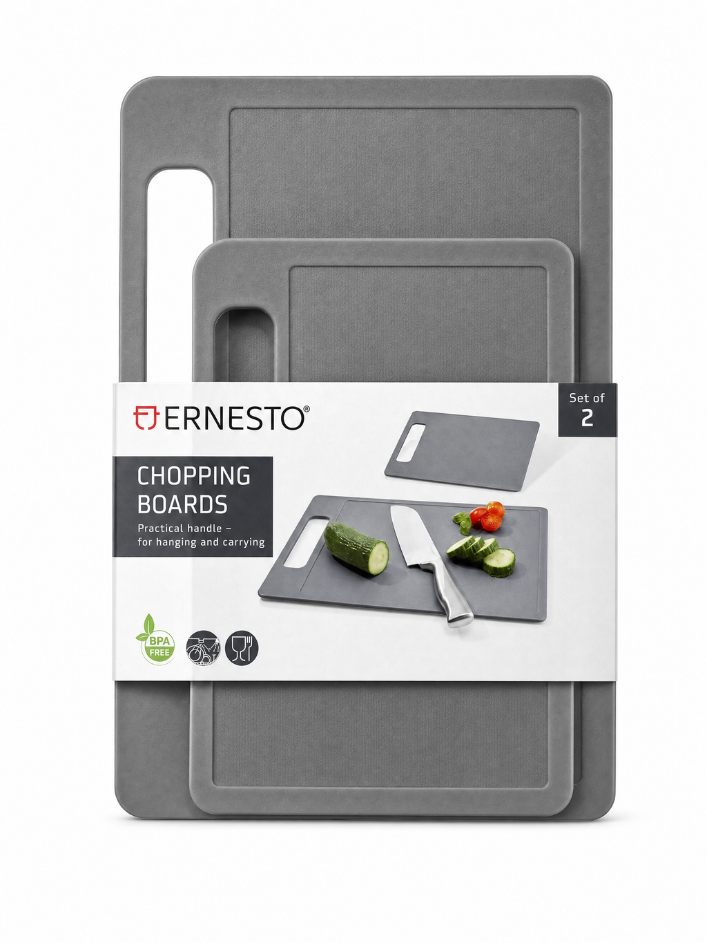 Ernesto pack de 2 tablas de cortar, una con asa integrada