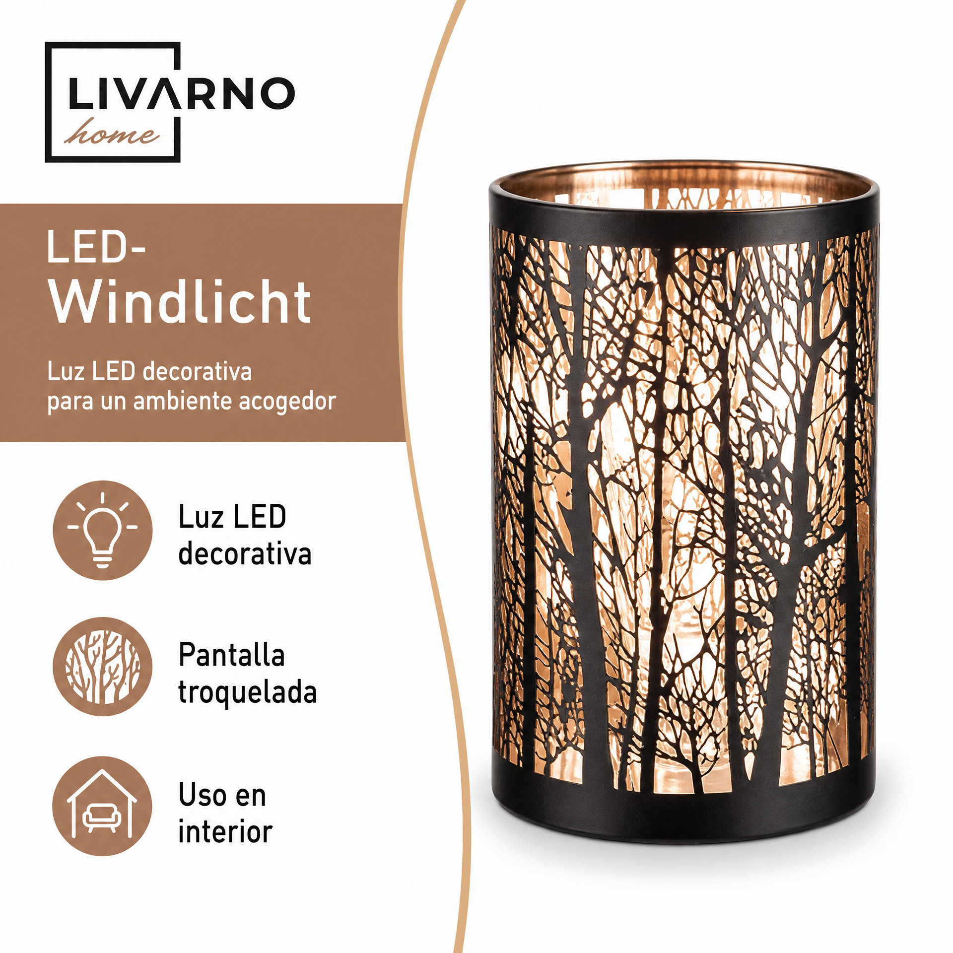 LIVARNO Lámpara LED decorativa con pantalla troquelada de ramas
