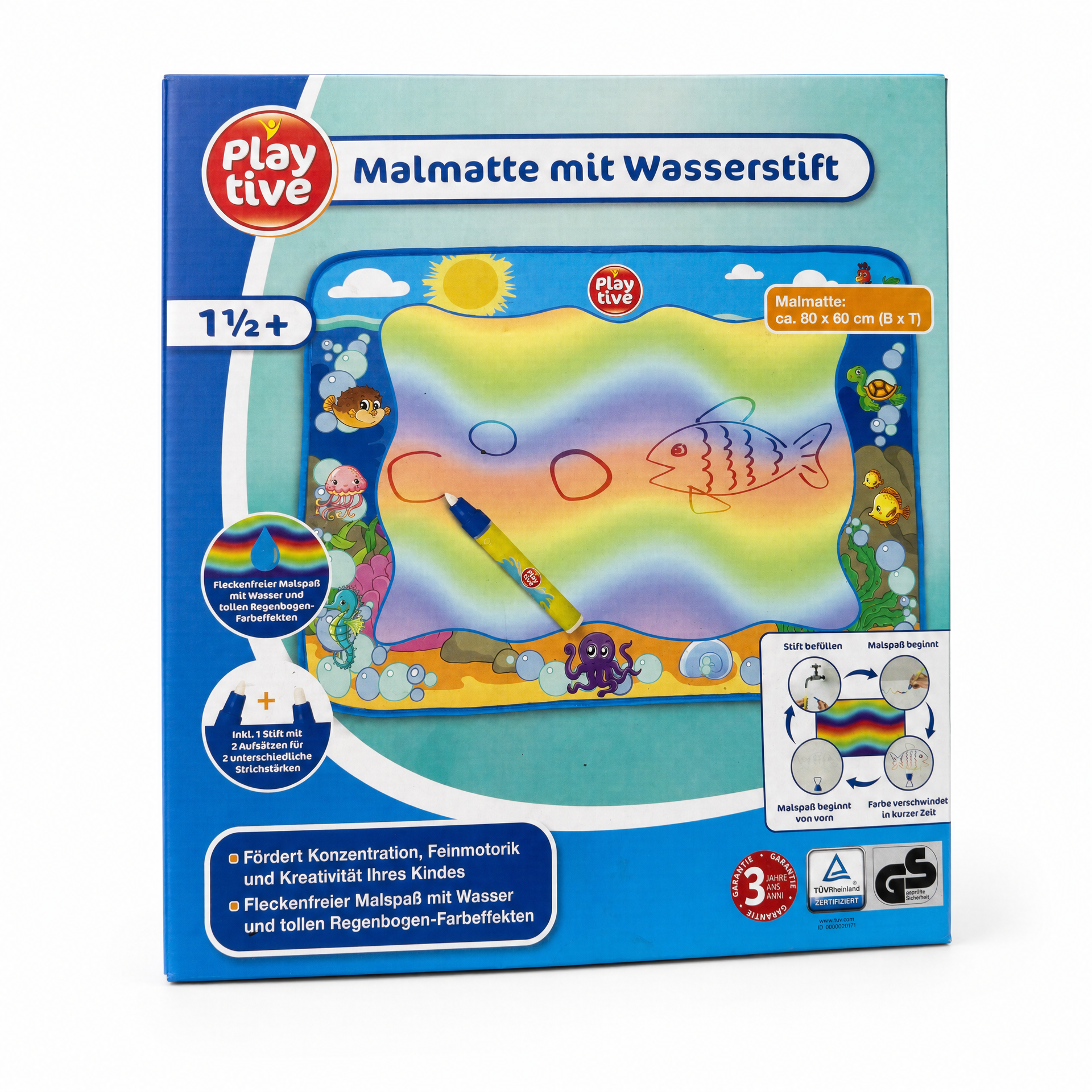 Playtive Alfombra Mágica de Agua Océano 80 × 60 cm