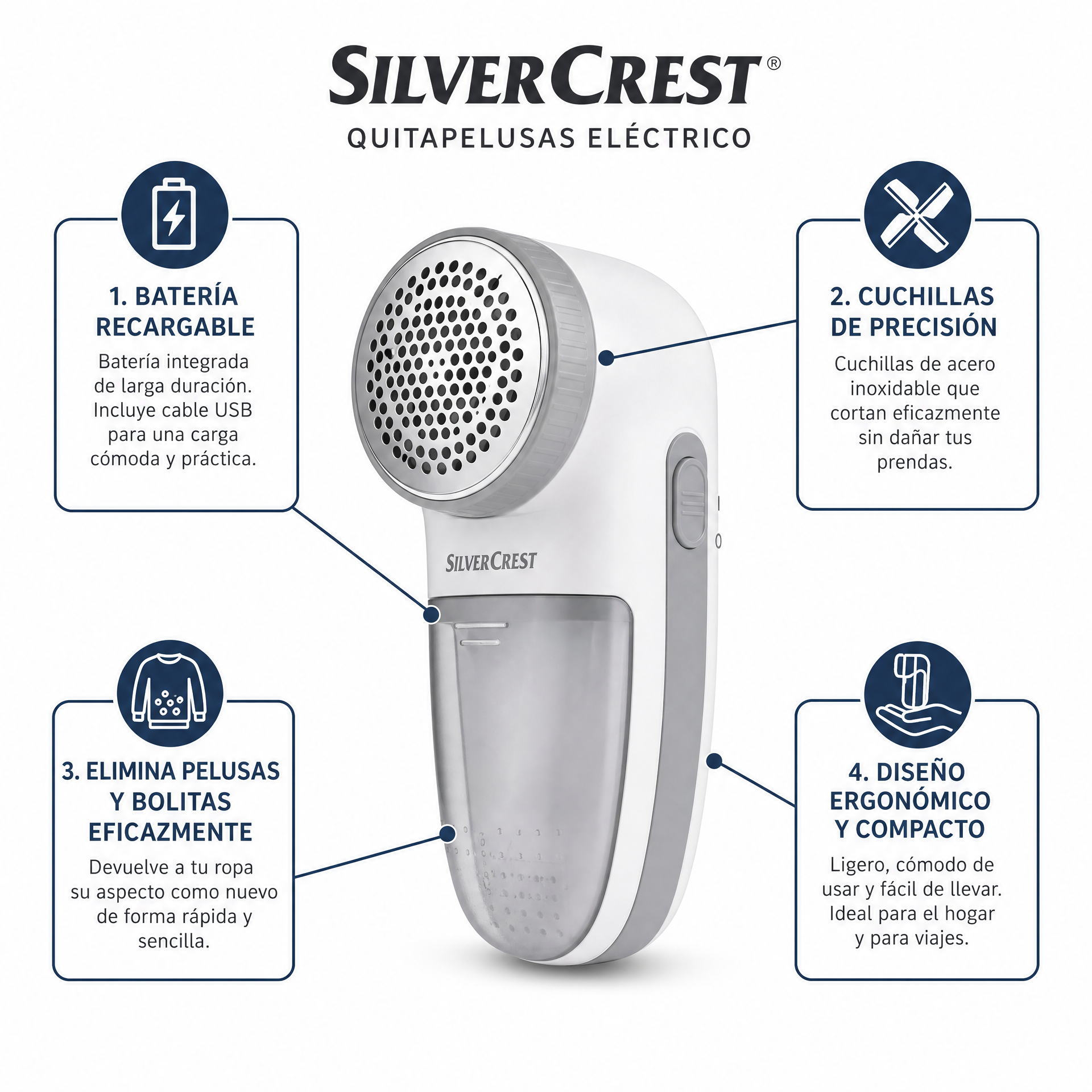 SilverCrest Quitapelusas Eléctrico para Ropa