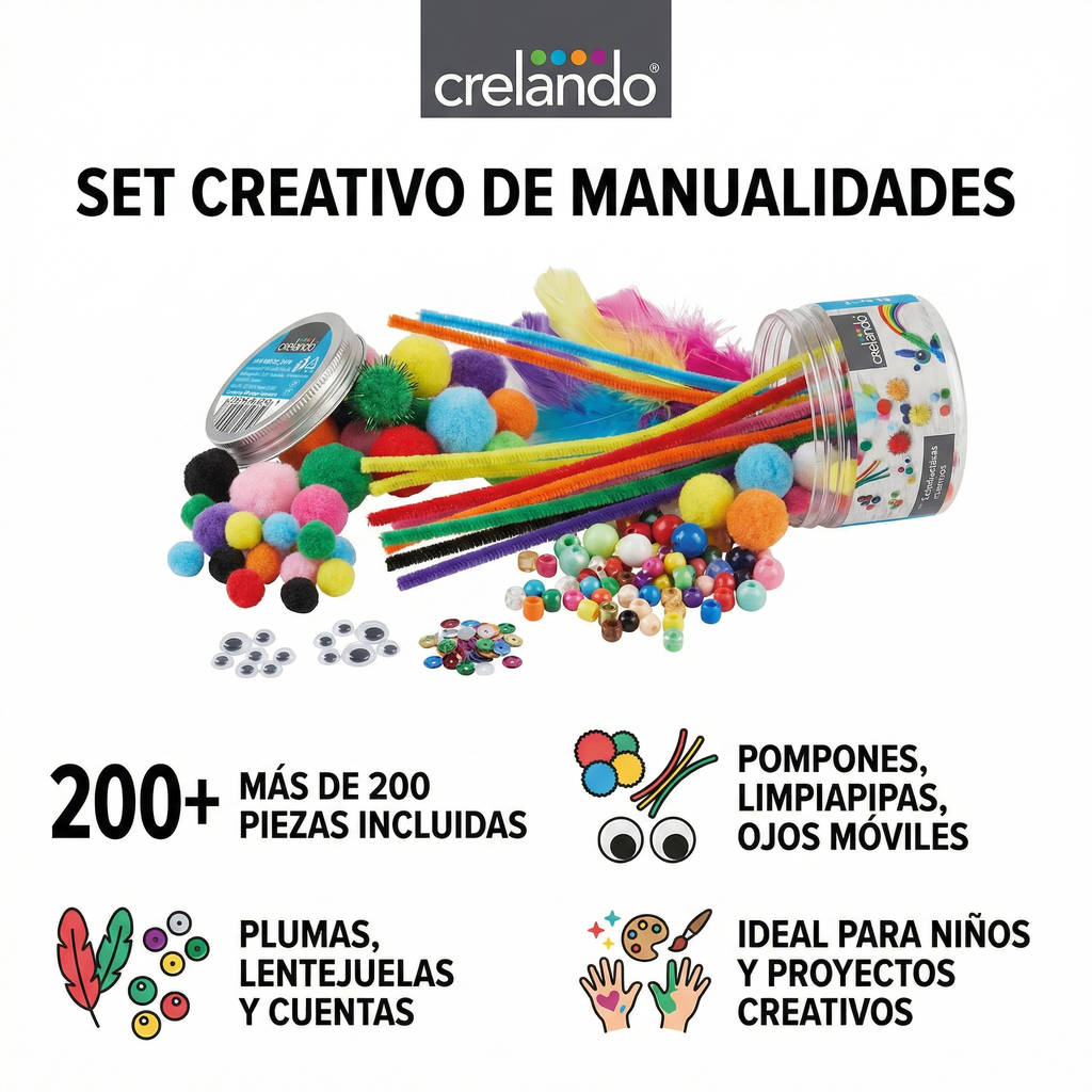 Set Creativo de Manualidades Crelando +200 Piezas
