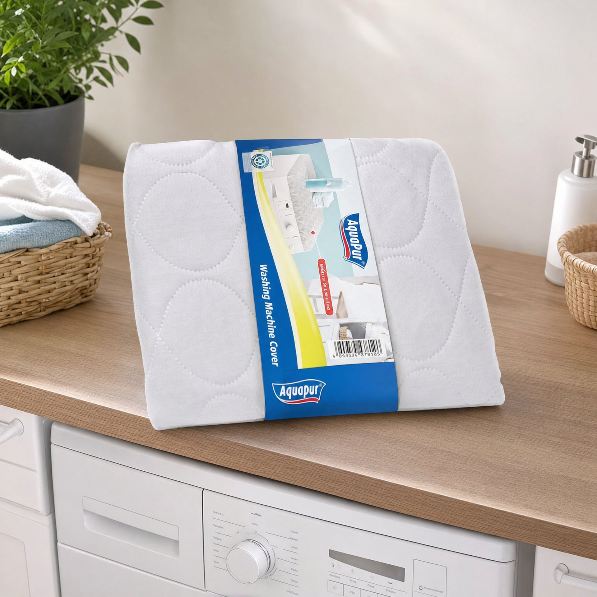 Aquapur Funda acolchada para tapa superior de lavadora con costuras circulares