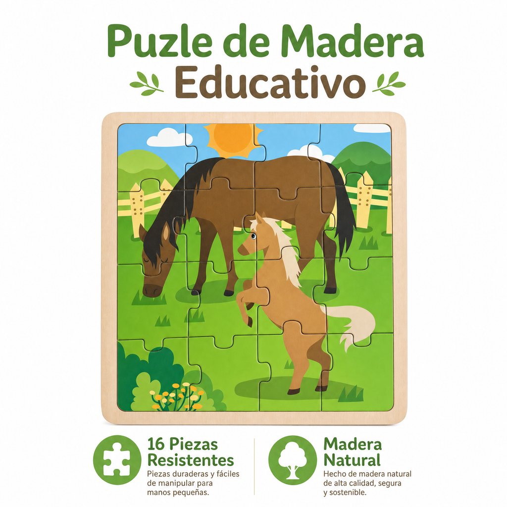 Puzle de Madera Playtive Diseño Caballos
