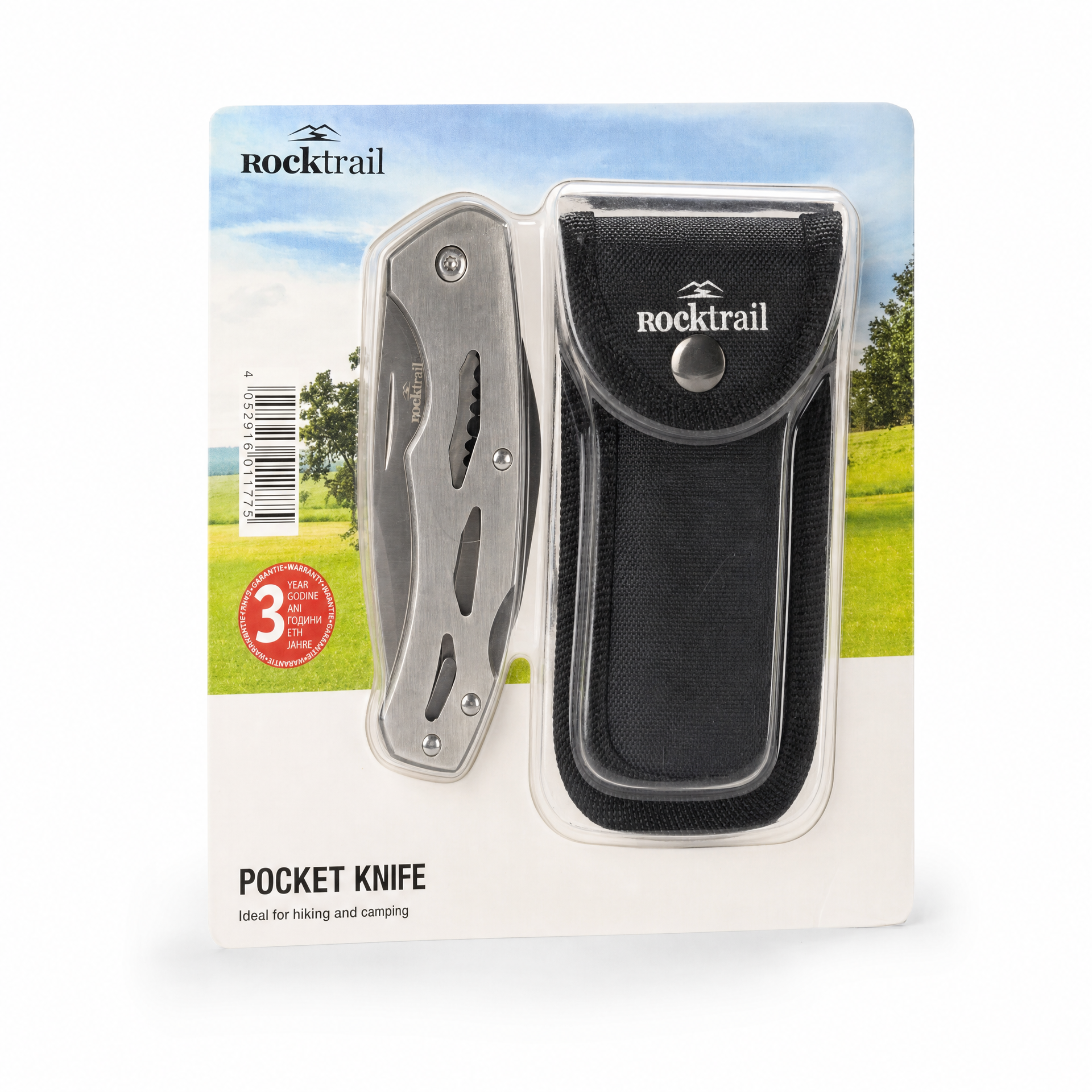 Rocktrail Navaja de Bolsillo de Acero con Funda