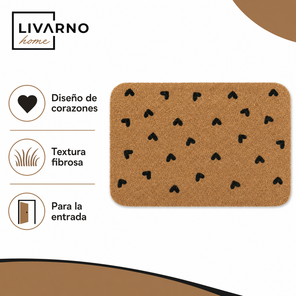 Livarno felpudo de entrada con corazones negros