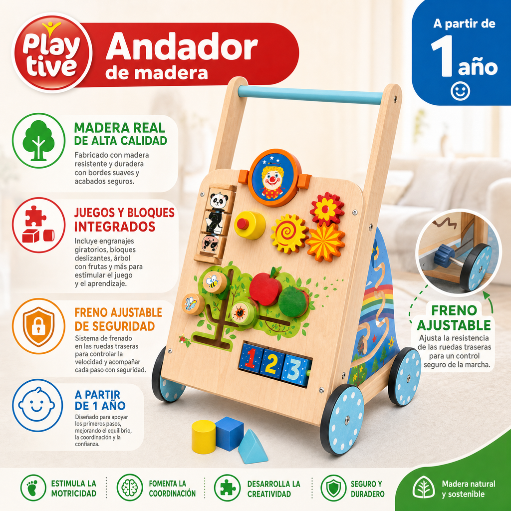 Playtive Andador de madera con actividades