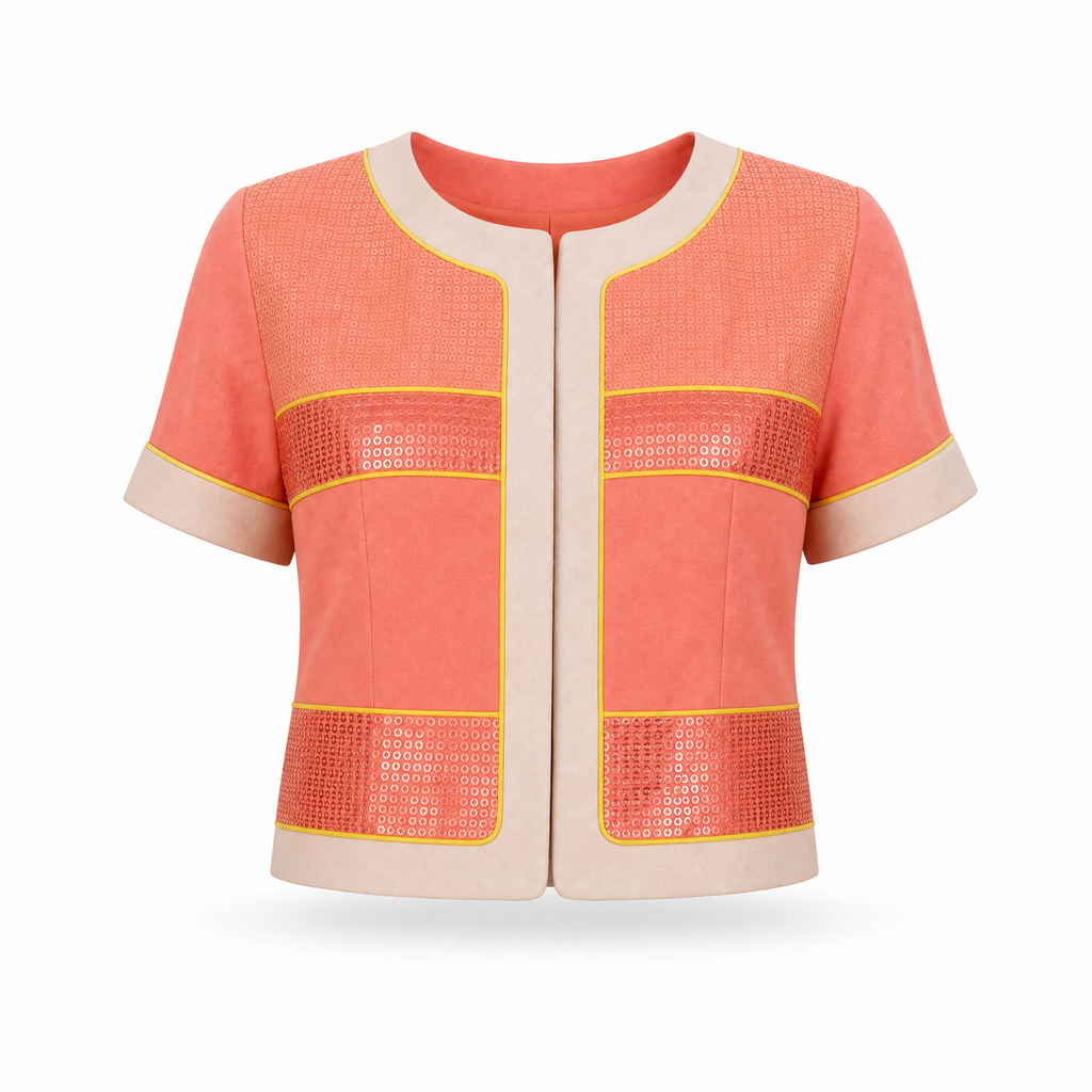 Chaqueta con Lentejuelas Verde y Coral · Tallas 38–48 | ANANY