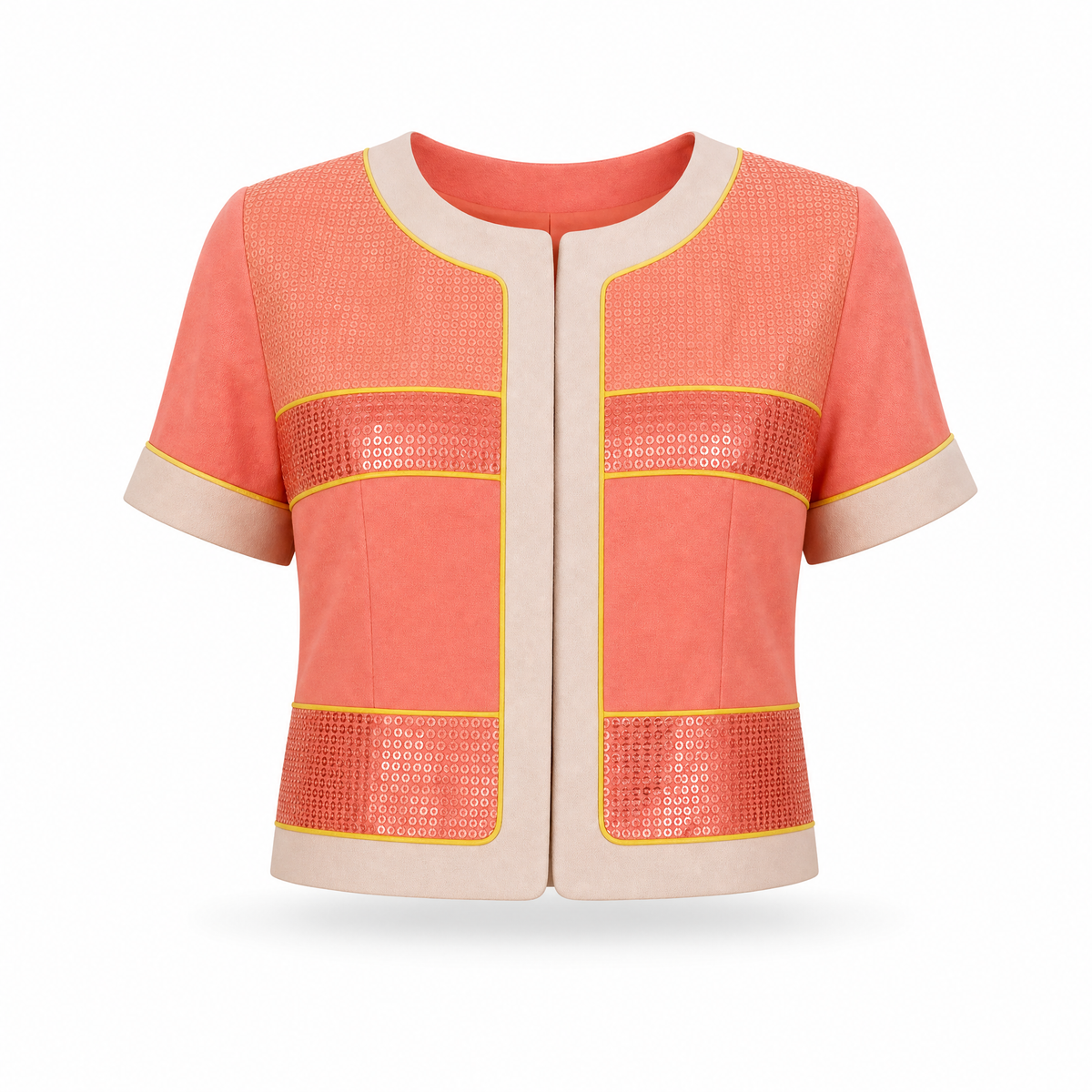 Chaqueta con Lentejuelas Verde y Coral · Tallas 38–48 | ANANY