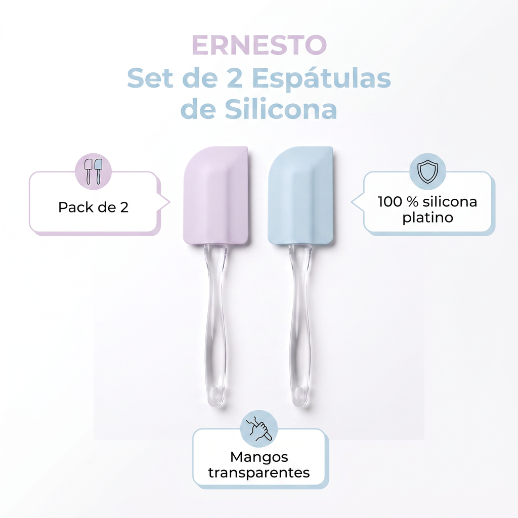 Ernesto Set 2 Espátulas de Silicona Platino Lila y Azul