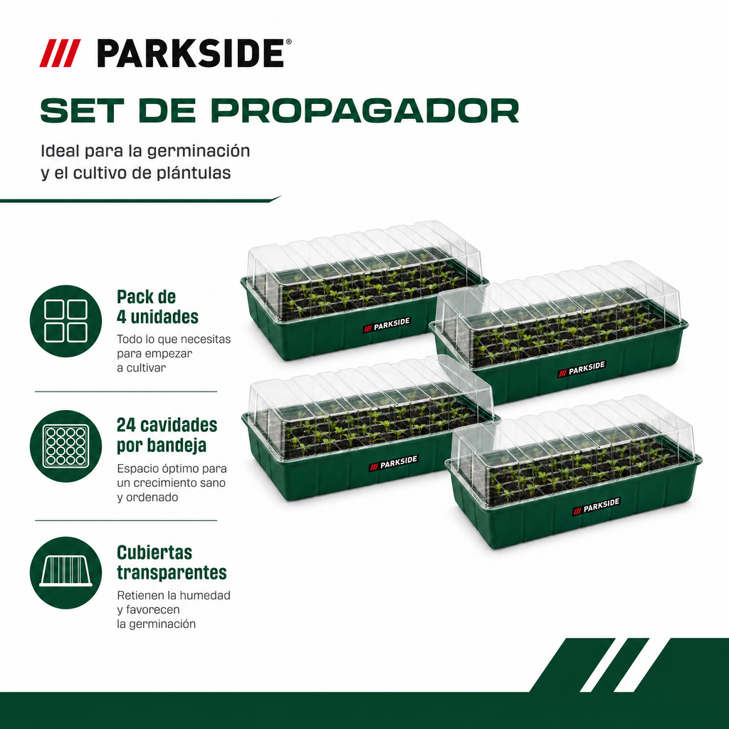Parkside set propagador para germinar semillas con cubiertas transparentes