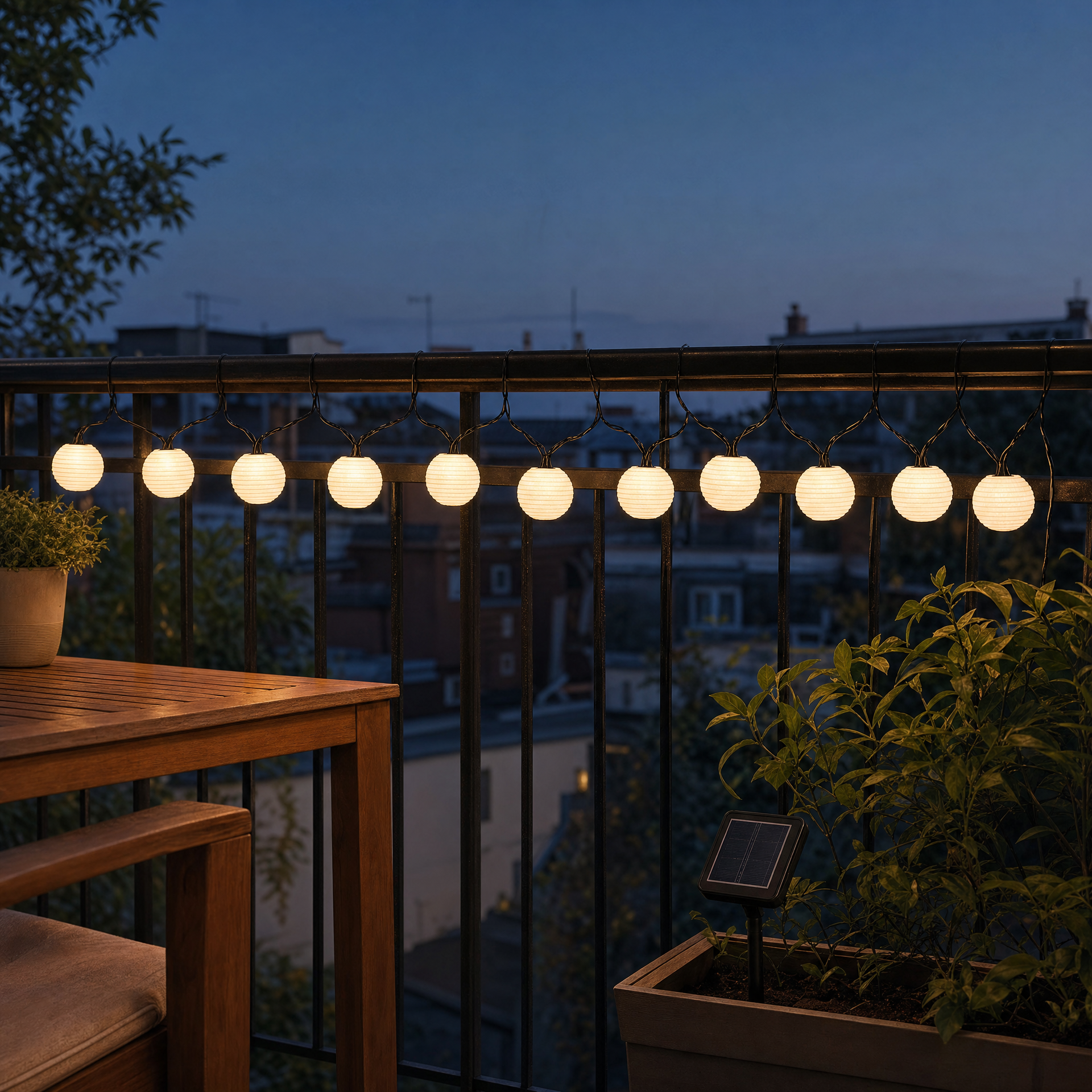 Livarno Home Guirnalda Solar de Farolillos Blancos, 10 LED