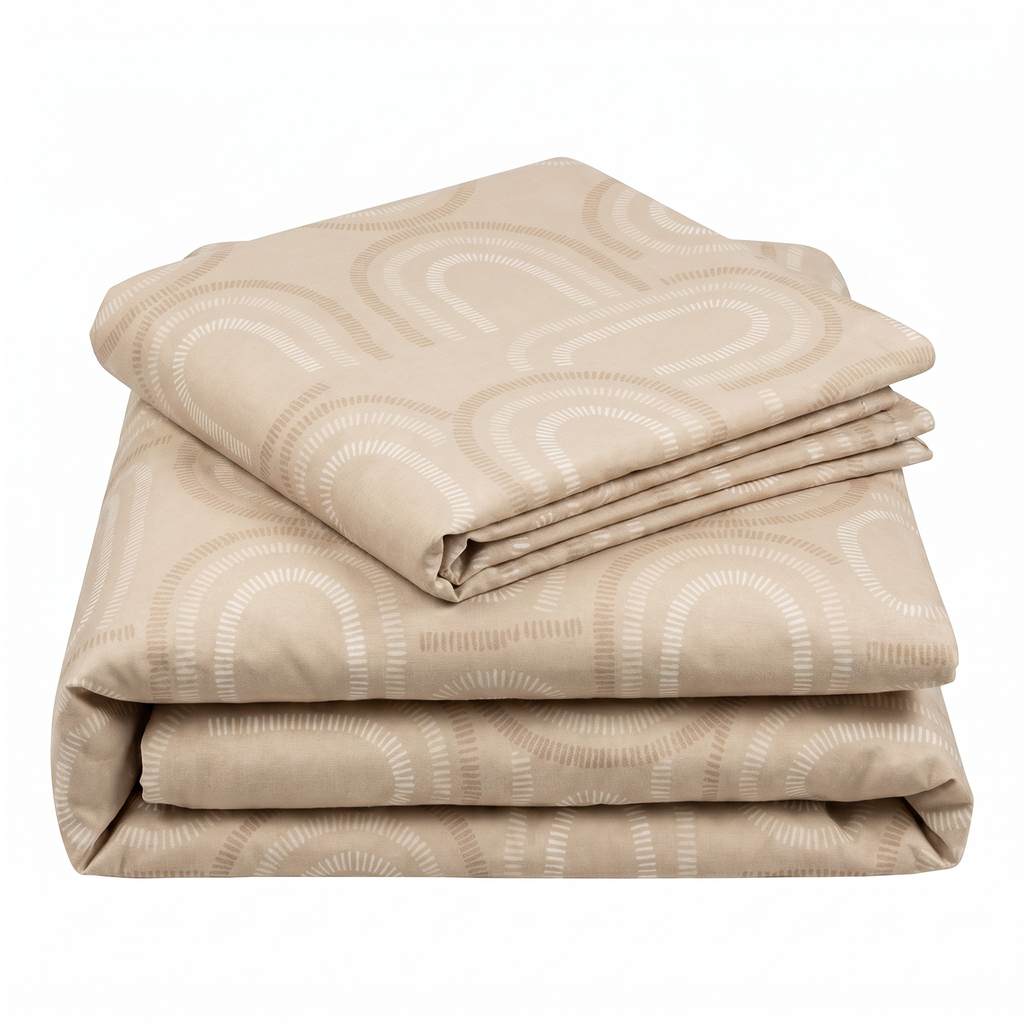 Ropa de Cama Microfibra Novitesse — Semicírculos Boho Beige 135x200cm