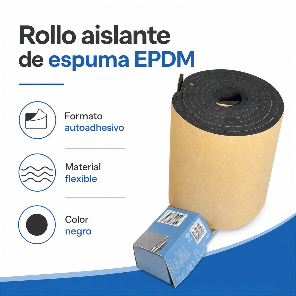 Rollo Aislante Acústico Autoadhesivo de Espuma EPDM