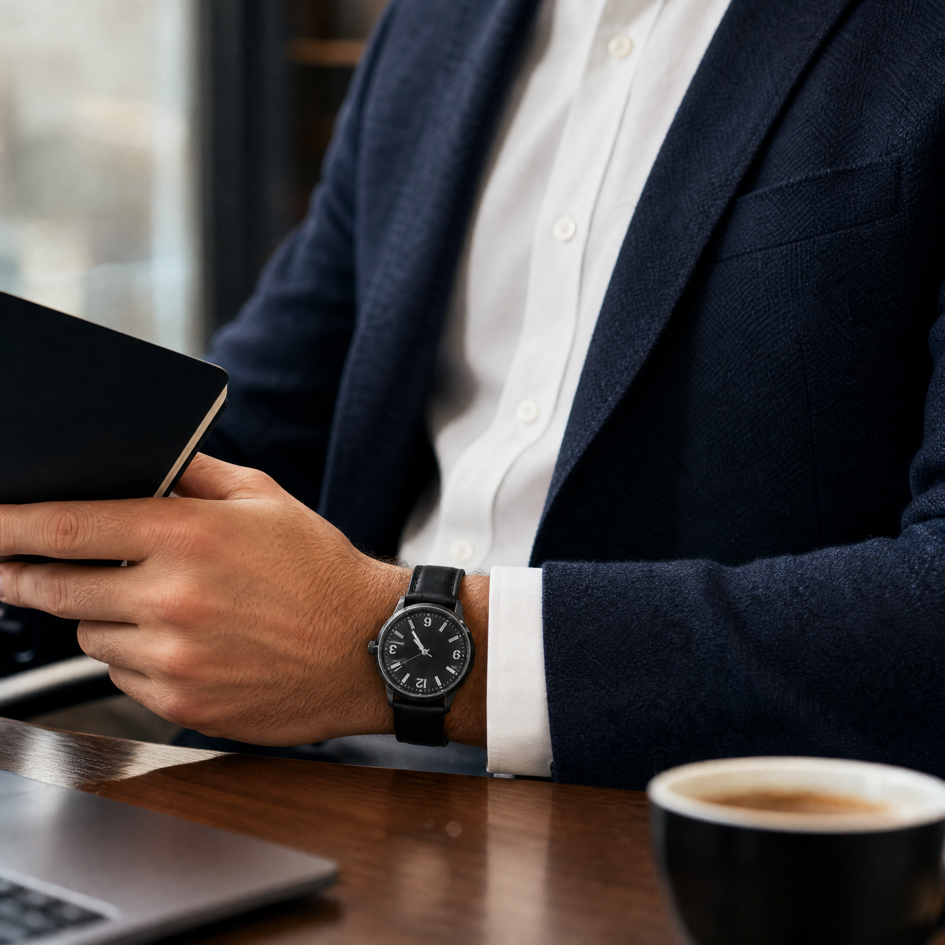 Auriol reloj de pulsera analógico con correa negra o marrón, cristal mineral y 5 bar