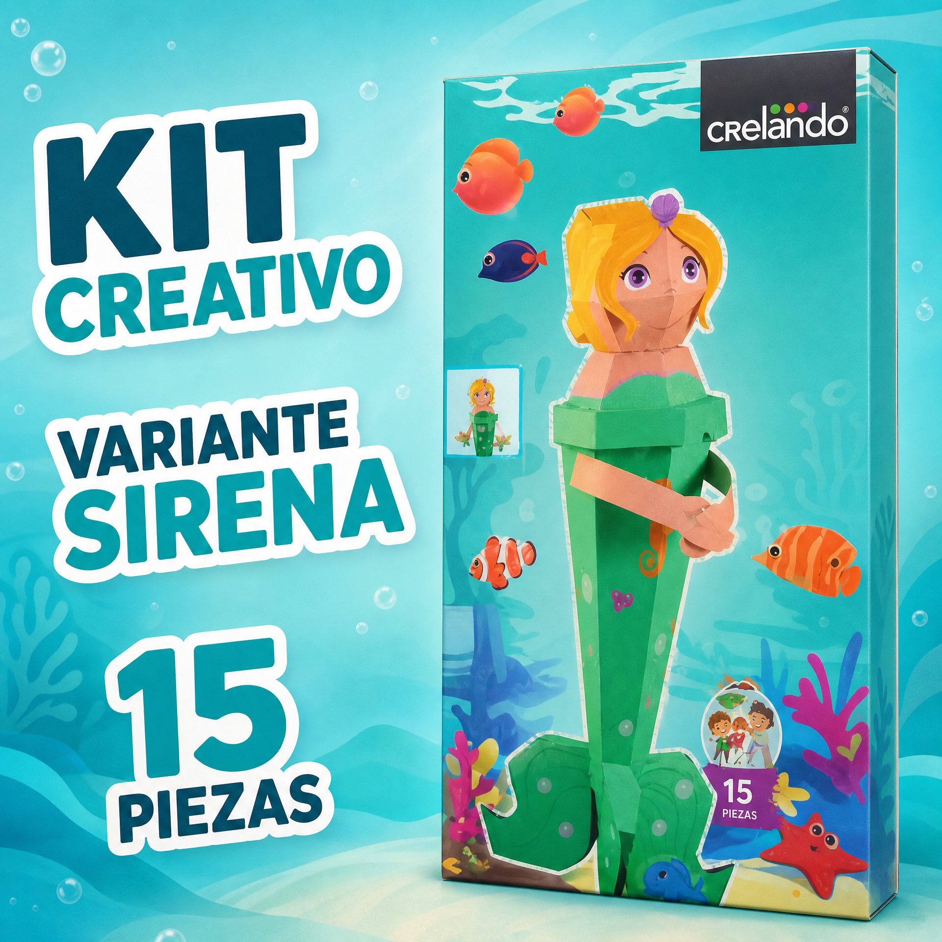 Crelando Kit de Manualidades Cono Escolar Sirena 15 Piezas