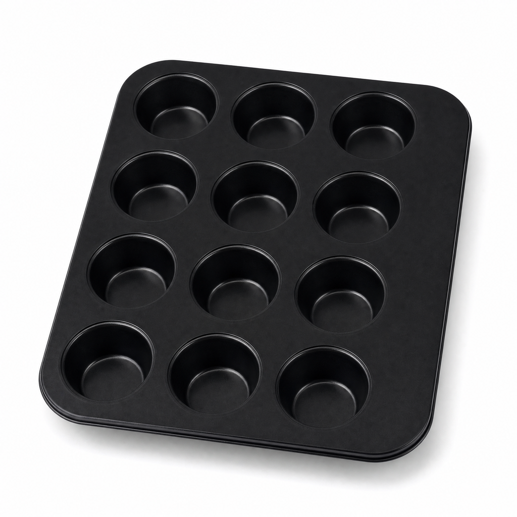 Molde negro de 12 cavidades para muffins