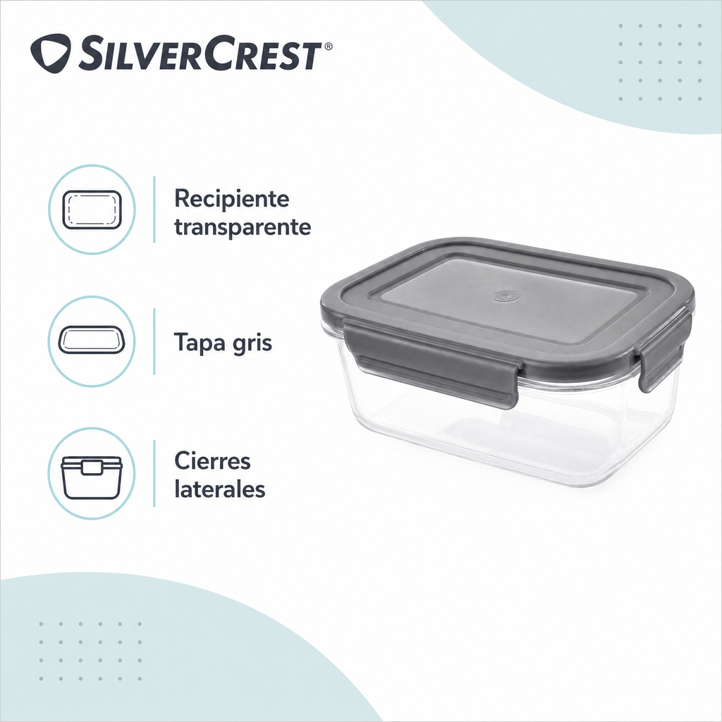 SilverCrest recipiente de almacenamiento con tapa gris apilable